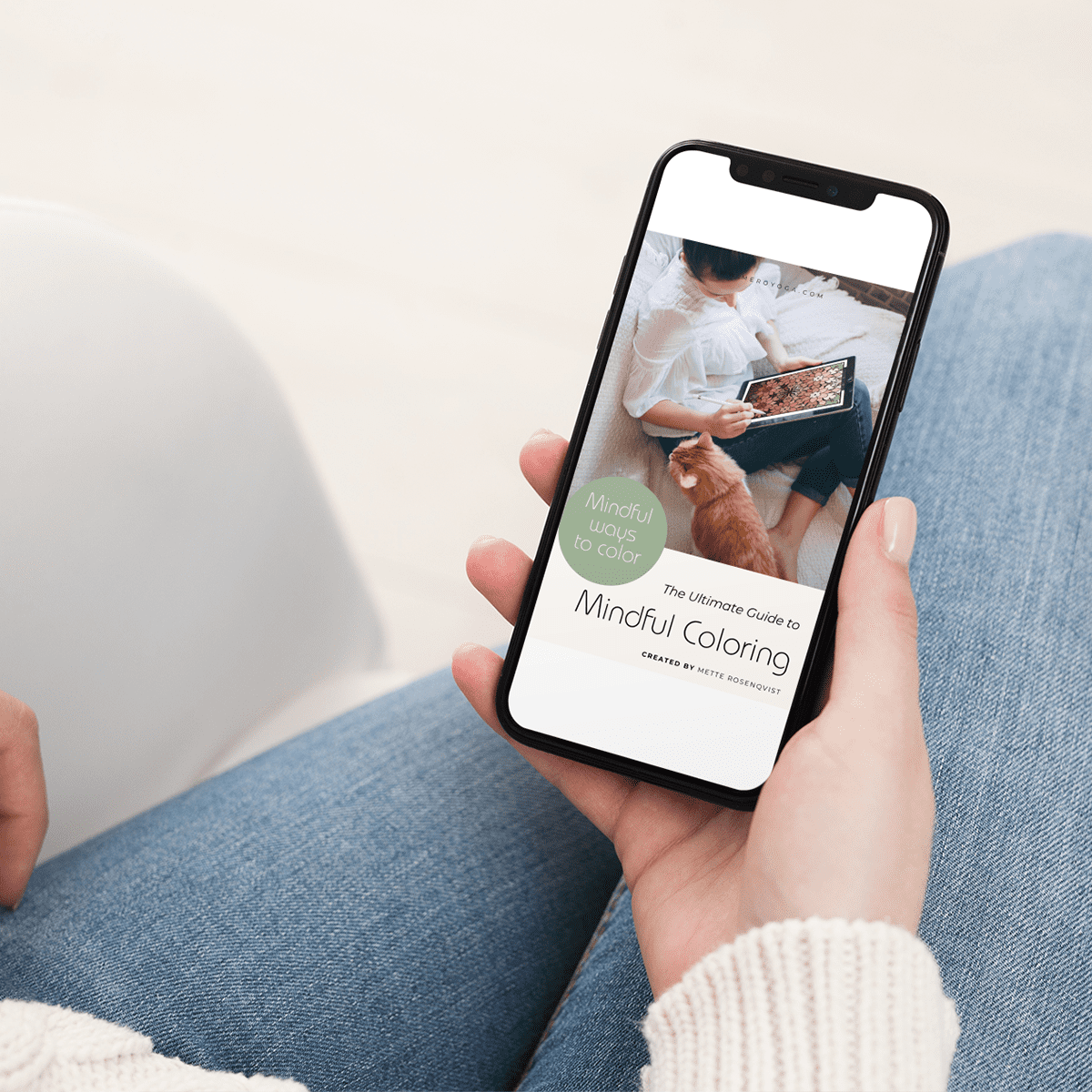 woman looking at journal on mobile