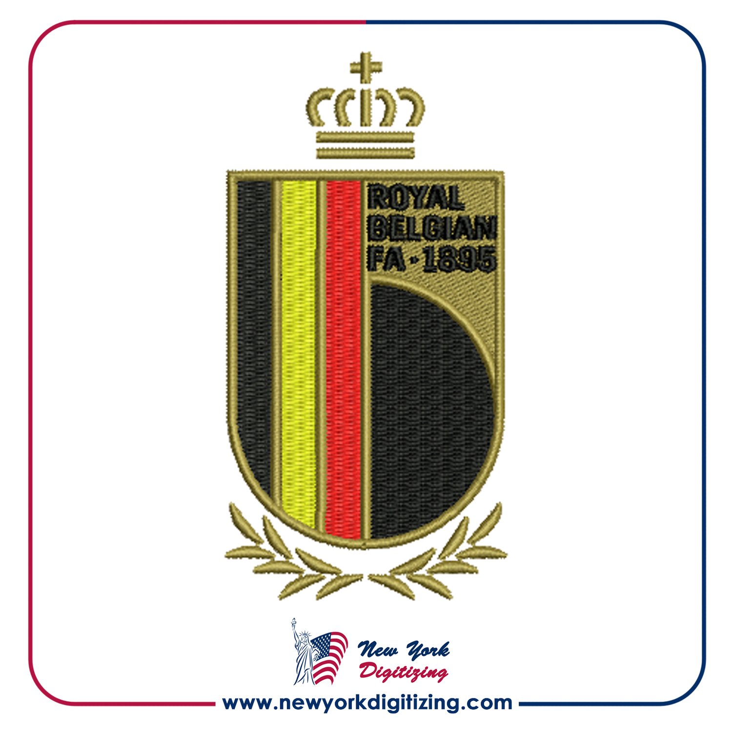 Belgium Football Team Logo Embroidery Design by New York Digitizing