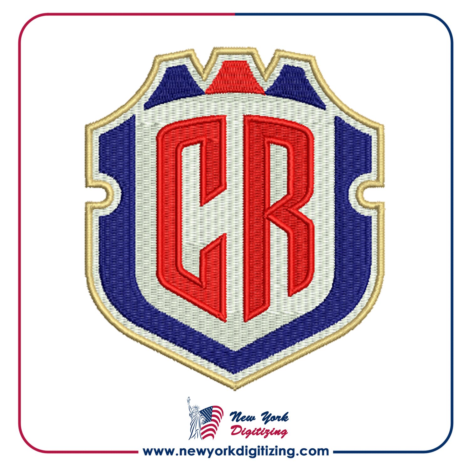 Costa Rica Football Team Logo Embroidery Design by New York Digitizing