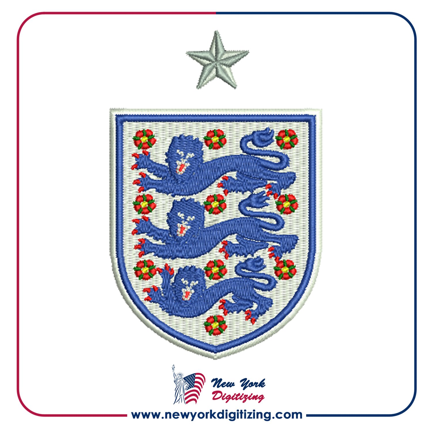 England Football Team Logo Embroidery Design by New York Digitizing