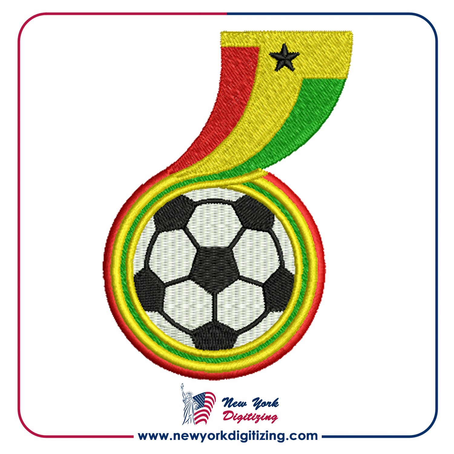Ghana Football Team Logo Embroidery Design by New York Digitizing