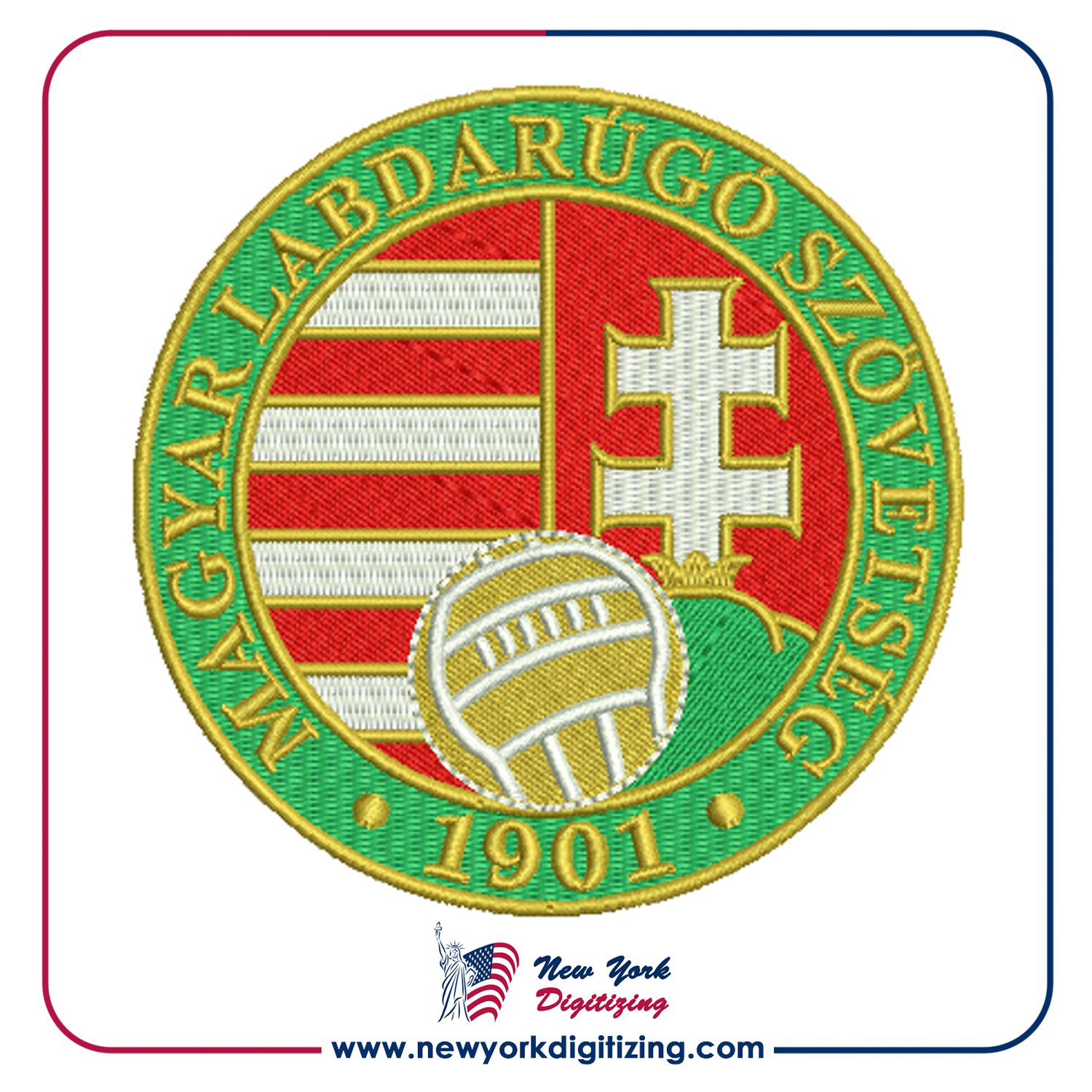 Hungary Football Team Logo Embroidery Design by New York Digitizing