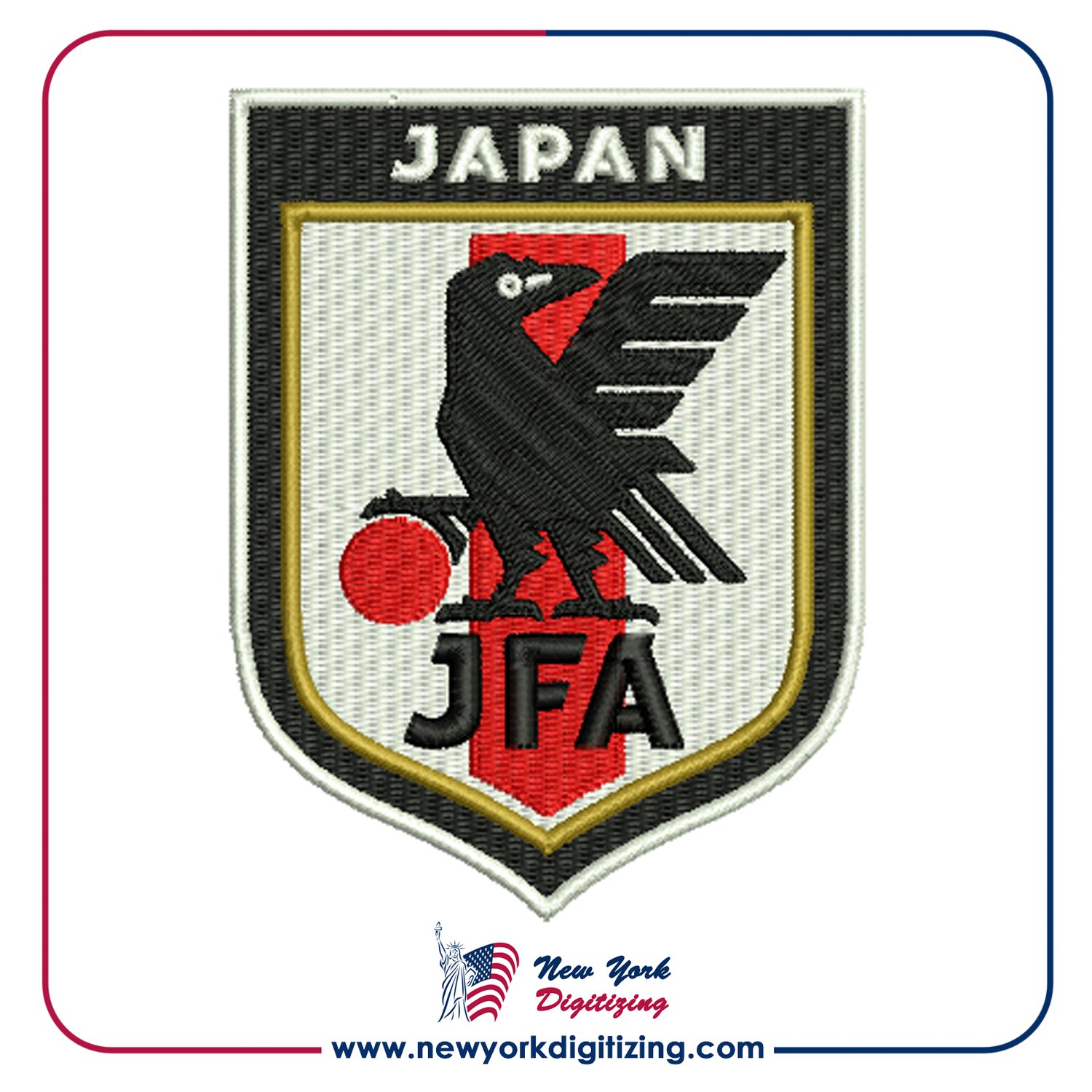 Japan Football Team Logo Embroidery Design by New York Digitizing