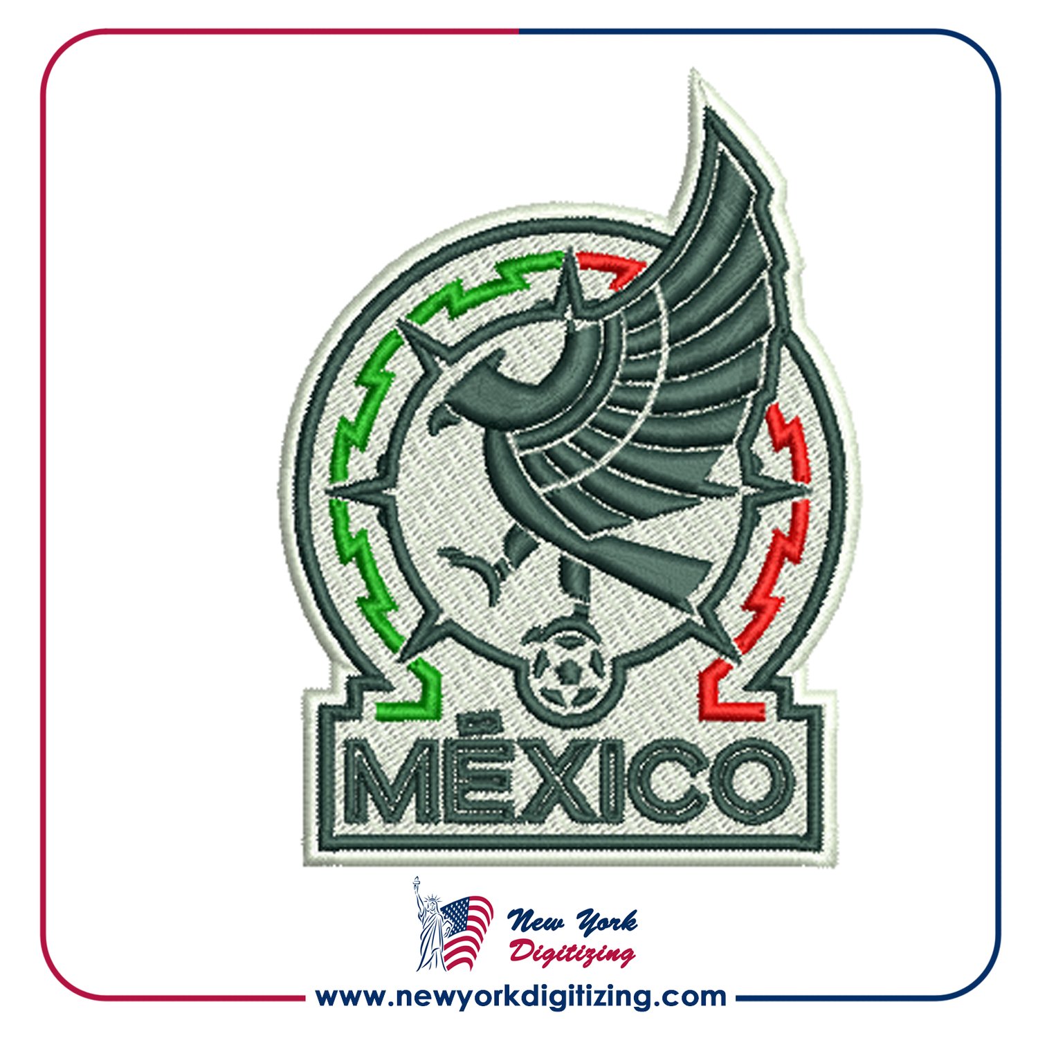 Mexico Football Team Logo Embroidery Design by New York Digitizing
