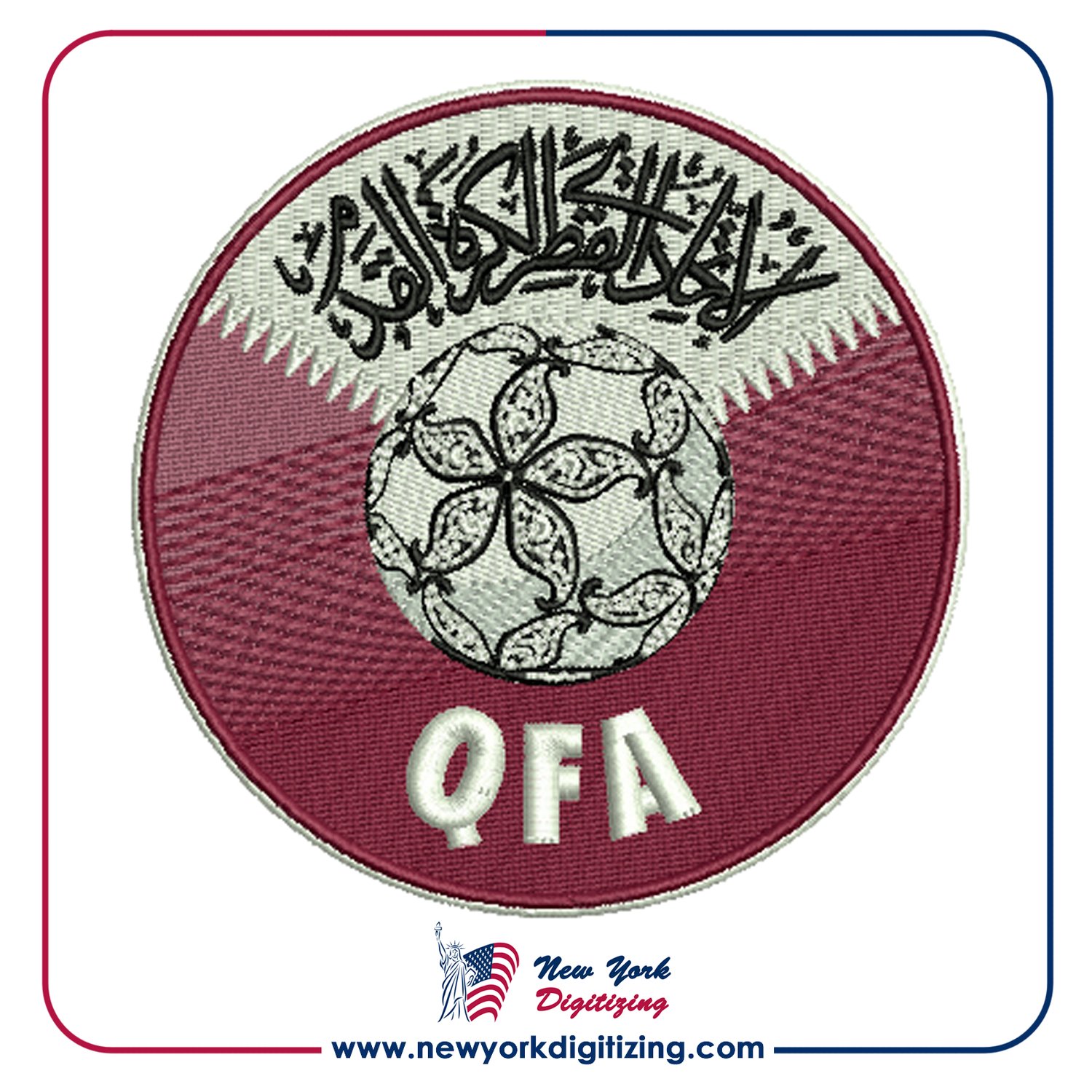 Qatar Football Team Logo Embroidery Design by New York Digitizing