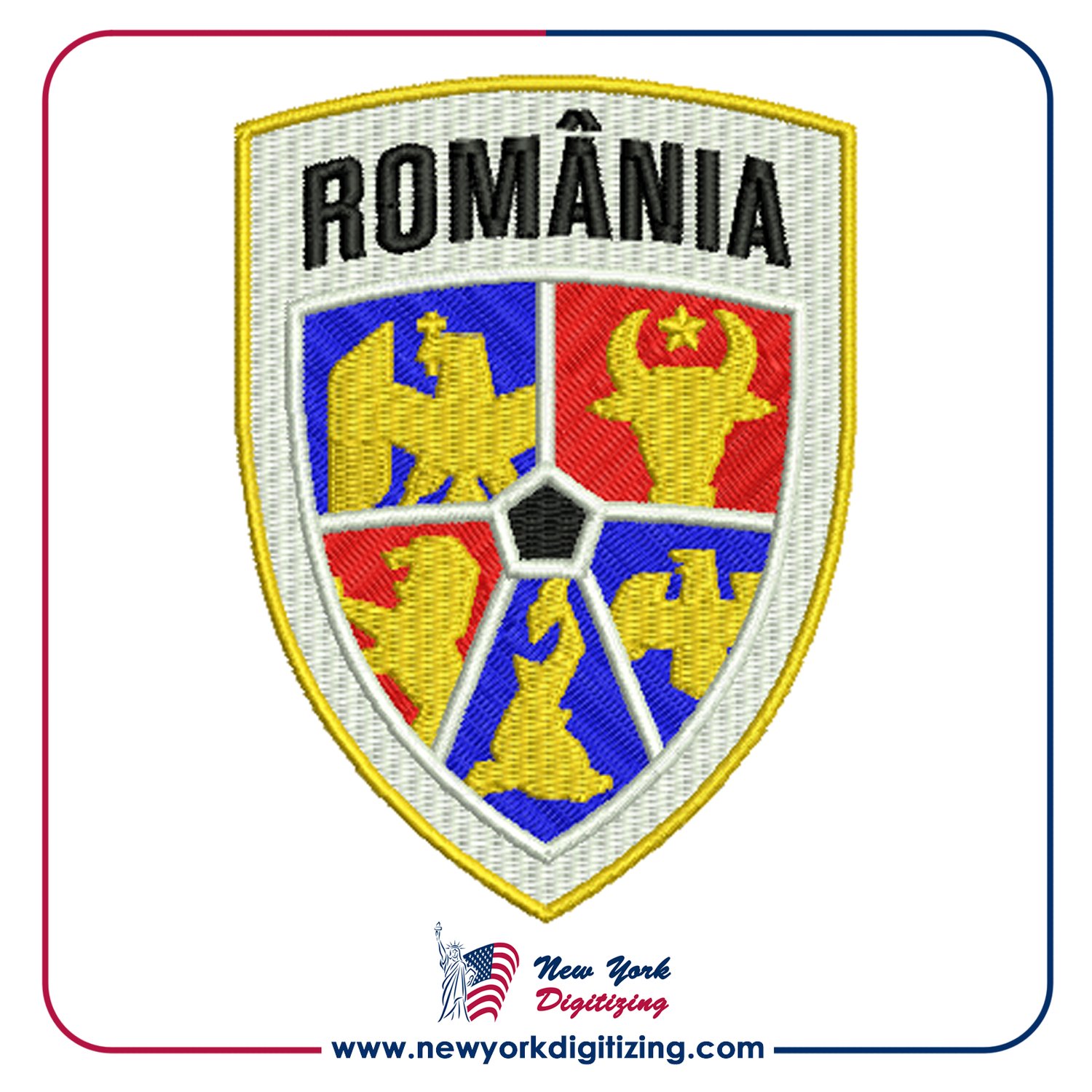 Romania Football Team Logo Embroidery Design by New York Digitizing
