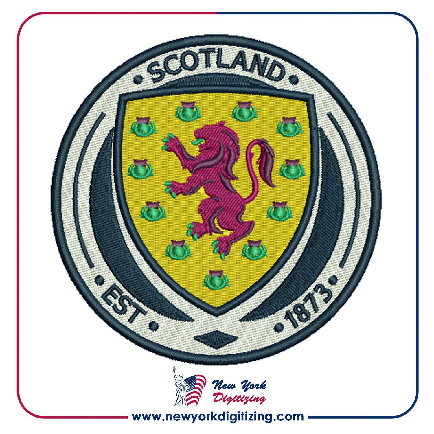 Scotland Football Team Logo Embroidery Design by New York Digitizing