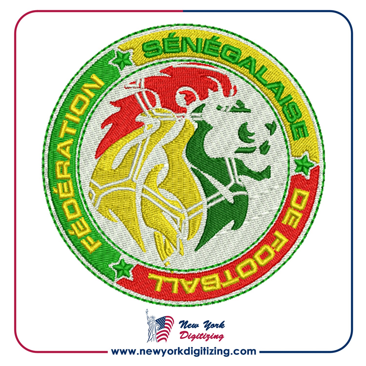 Senegal Football Team Logo Embroidery Design by New York Digitizing