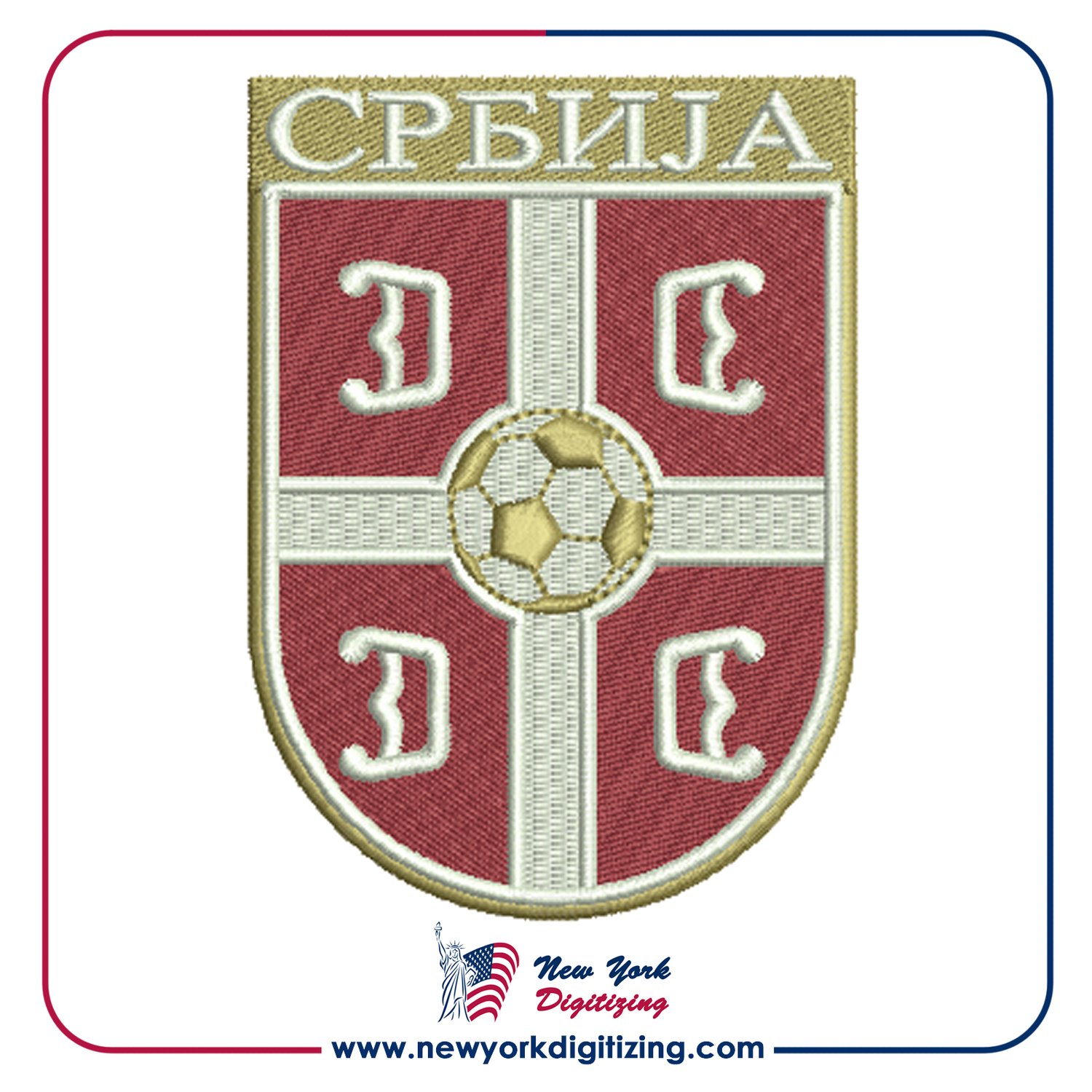 Serbia Football Team Logo Embroidery Design by New York Digitizing