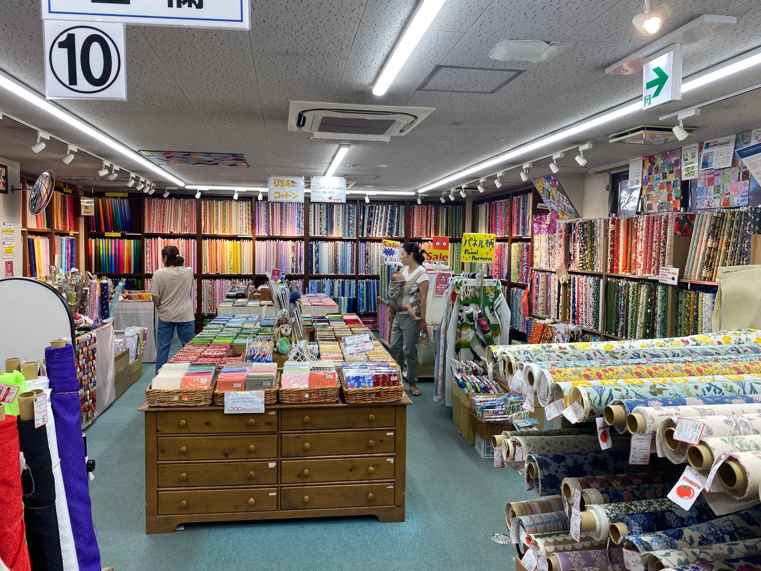 On the fifth floor of Tomato store there is so many quilting fabrics it may make the average quilter swoon!