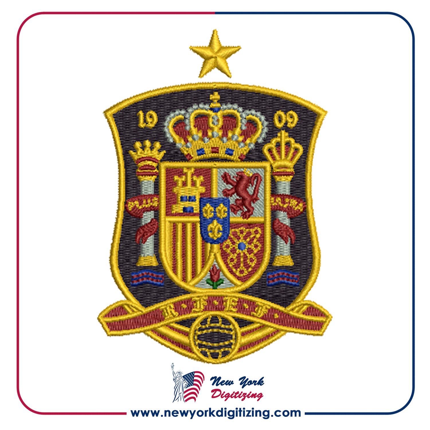 Spain Football Team Logo Embroidery Design by New York Digitizing
