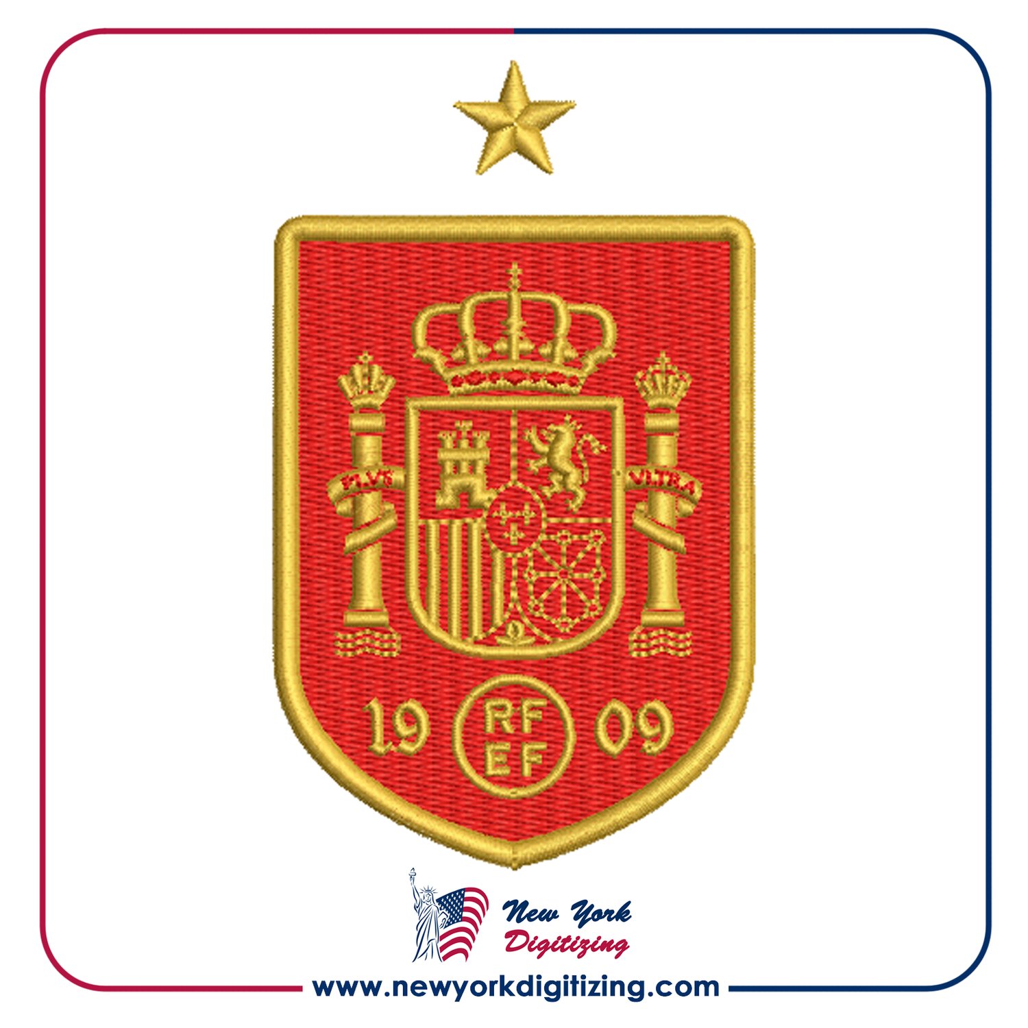 Spain Football Team Logo Embroidery Design by New York Digitizing