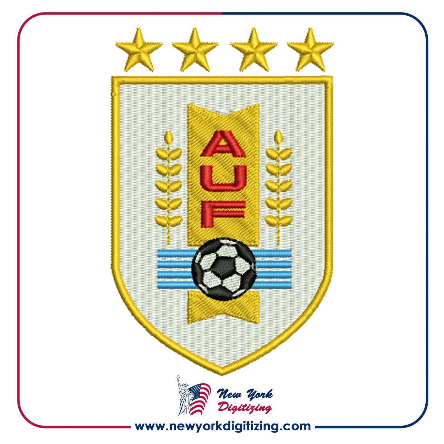 Uruguay Football Team Logo Embroidery Design by New York Digitizing