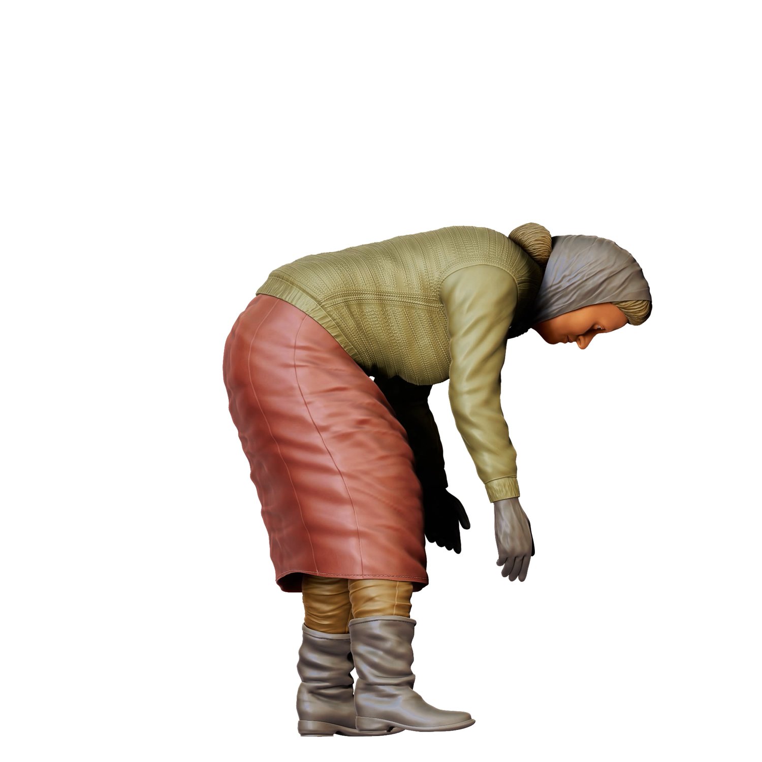 3dp miniatures or minis Farmers woman bend over harvesting  3d print file