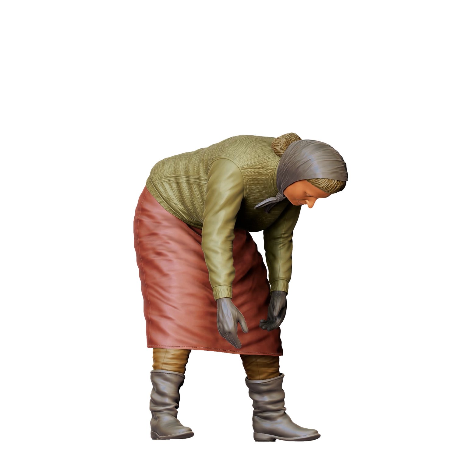 3dp miniatures or minis Farmers woman bend over harvesting  3d print file