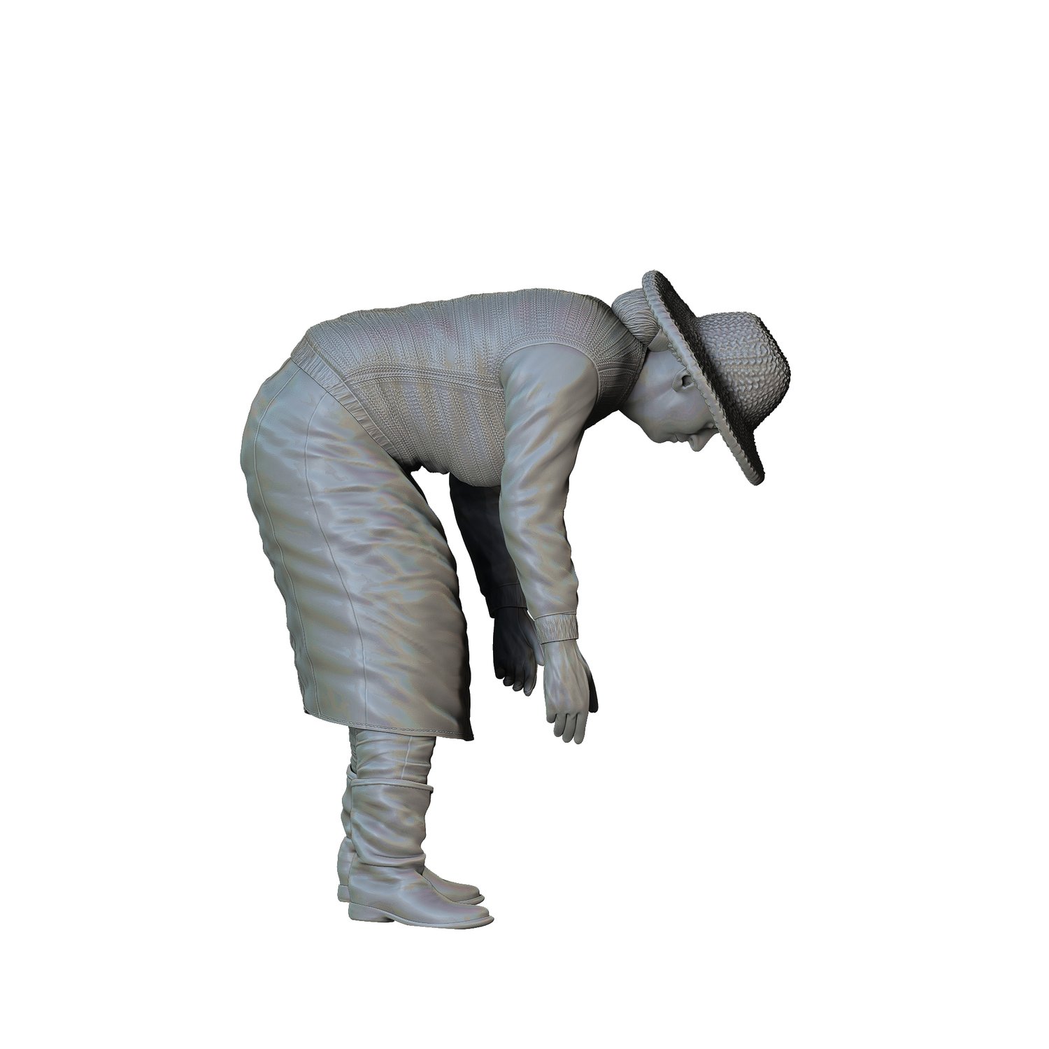 3dp miniatures or minis Farmers woman bend over harvesting  3d print file