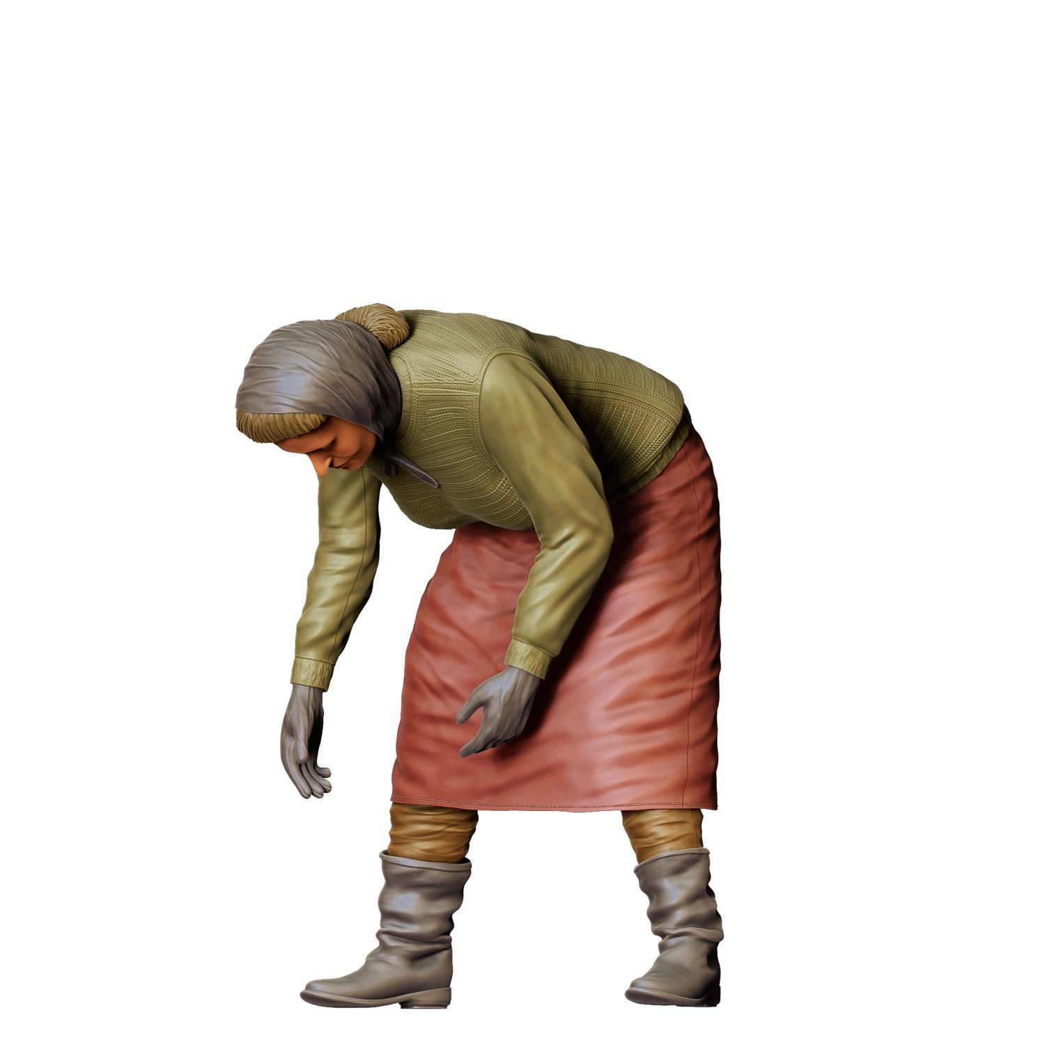 3dp miniatures or minis Farmers woman bend over harvesting  3d print file