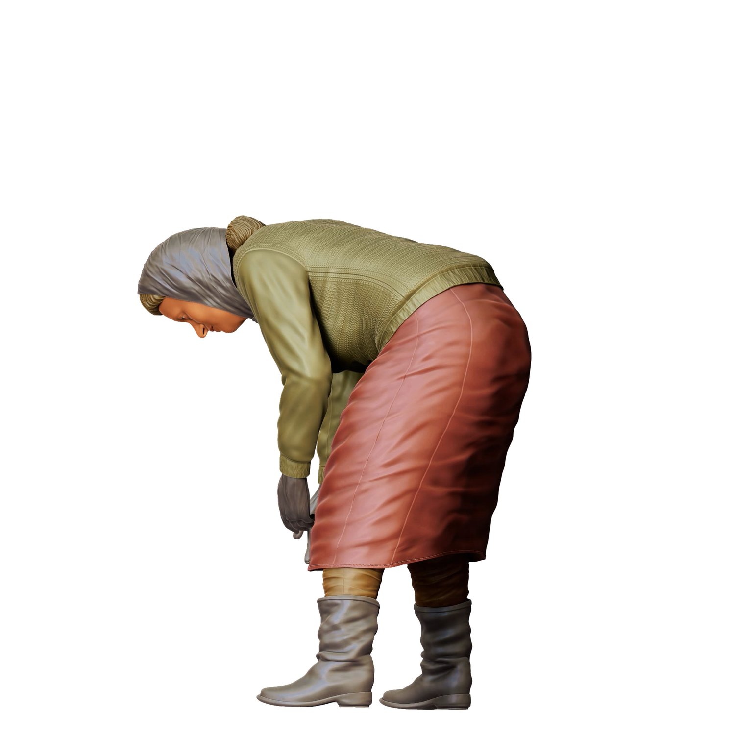 3dp miniatures or minis Farmers woman bend over harvesting  3d print file