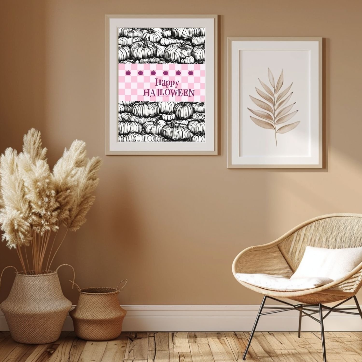 Halloween pumpkin poster decoration. Background horror halloween celebration with food