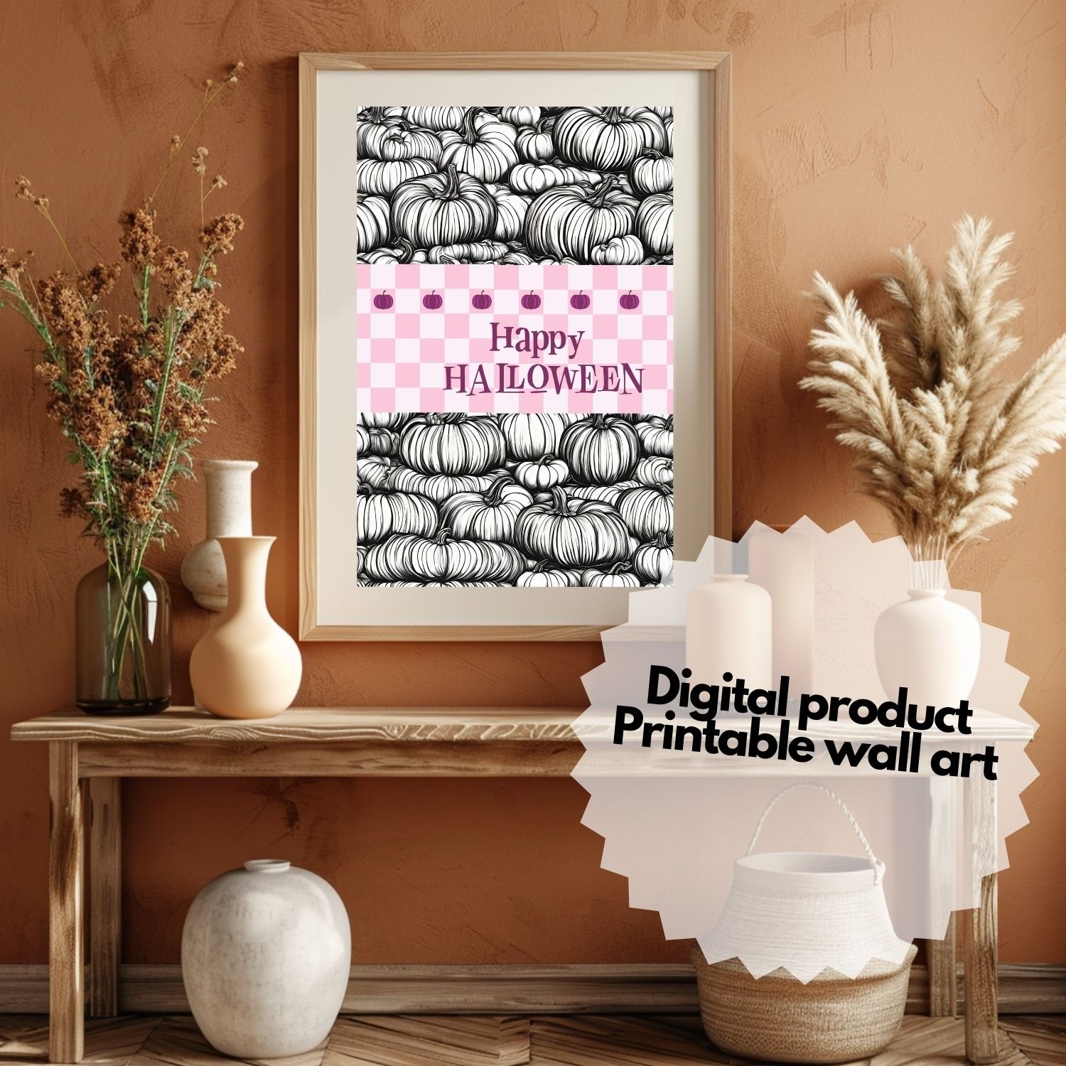 Halloween pumpkin poster decoration. Background horror halloween celebration with food