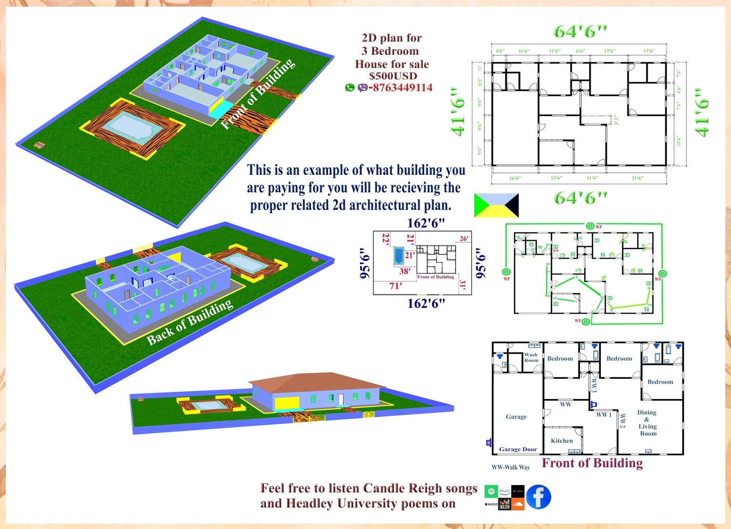 Just to clear doubts. Your 4 Bedroom 2 D drawing is guaranteed perfect.