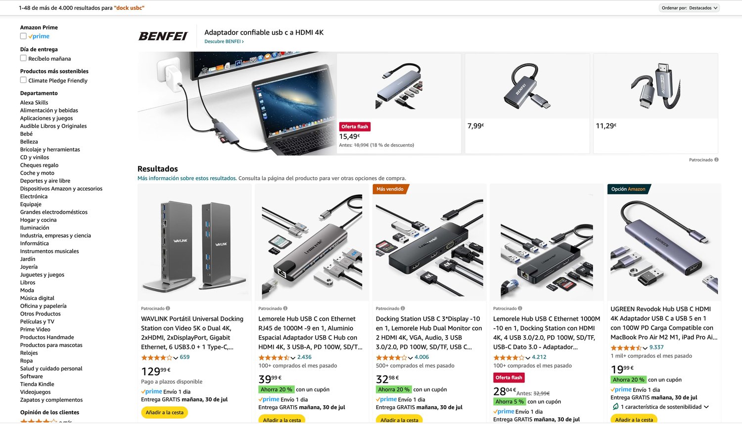 Demasiada oferta de Docks USB-C en Amazon