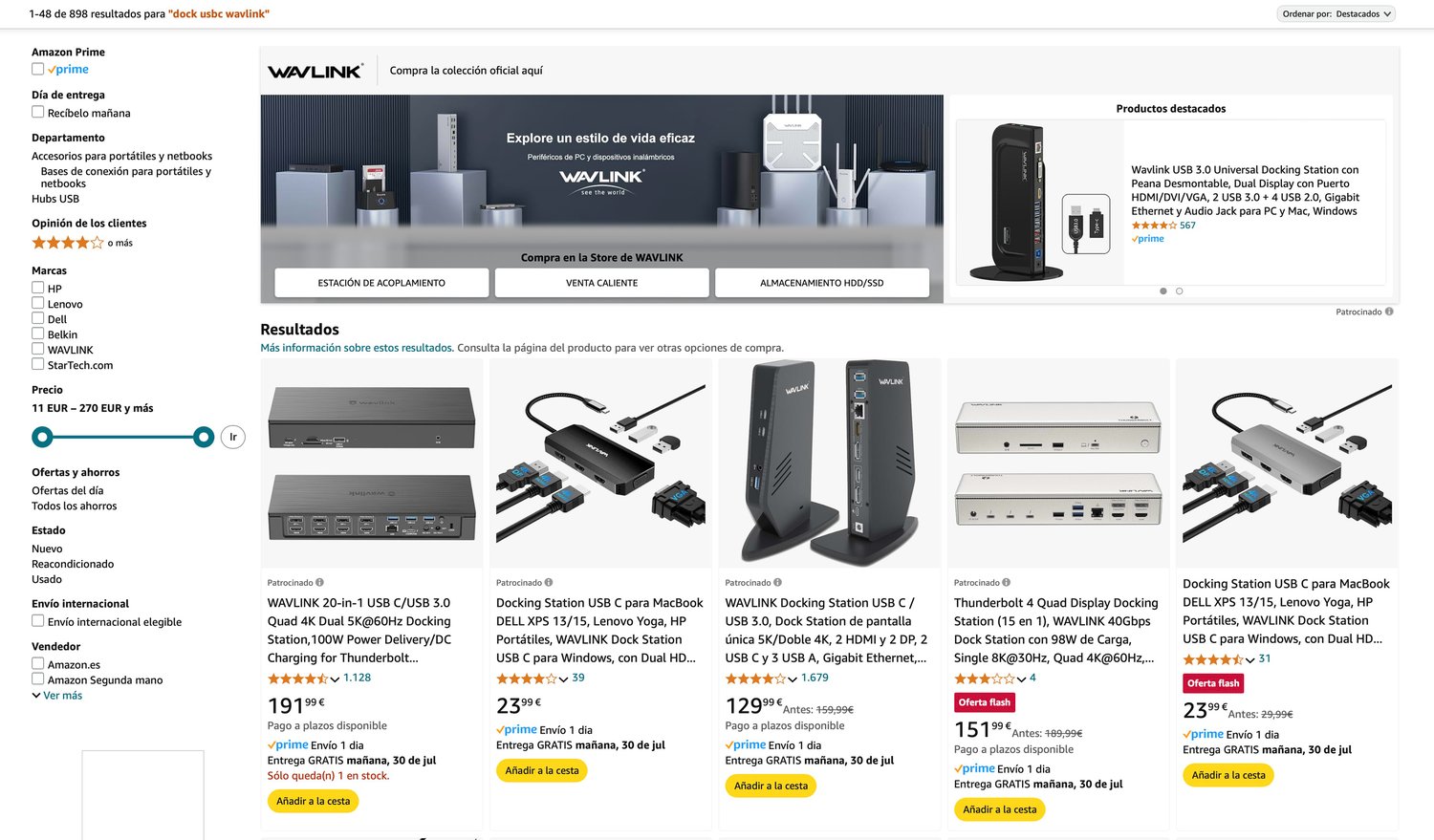 Docks wavlink en Amazon
