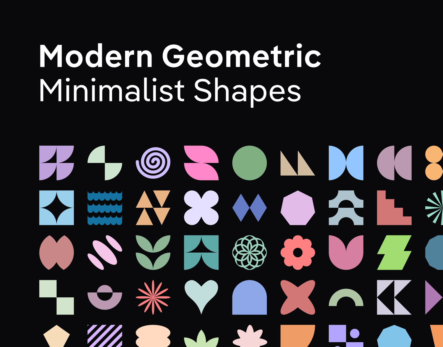 Image of modern geometric minimalist patterns and shapes in dark theme