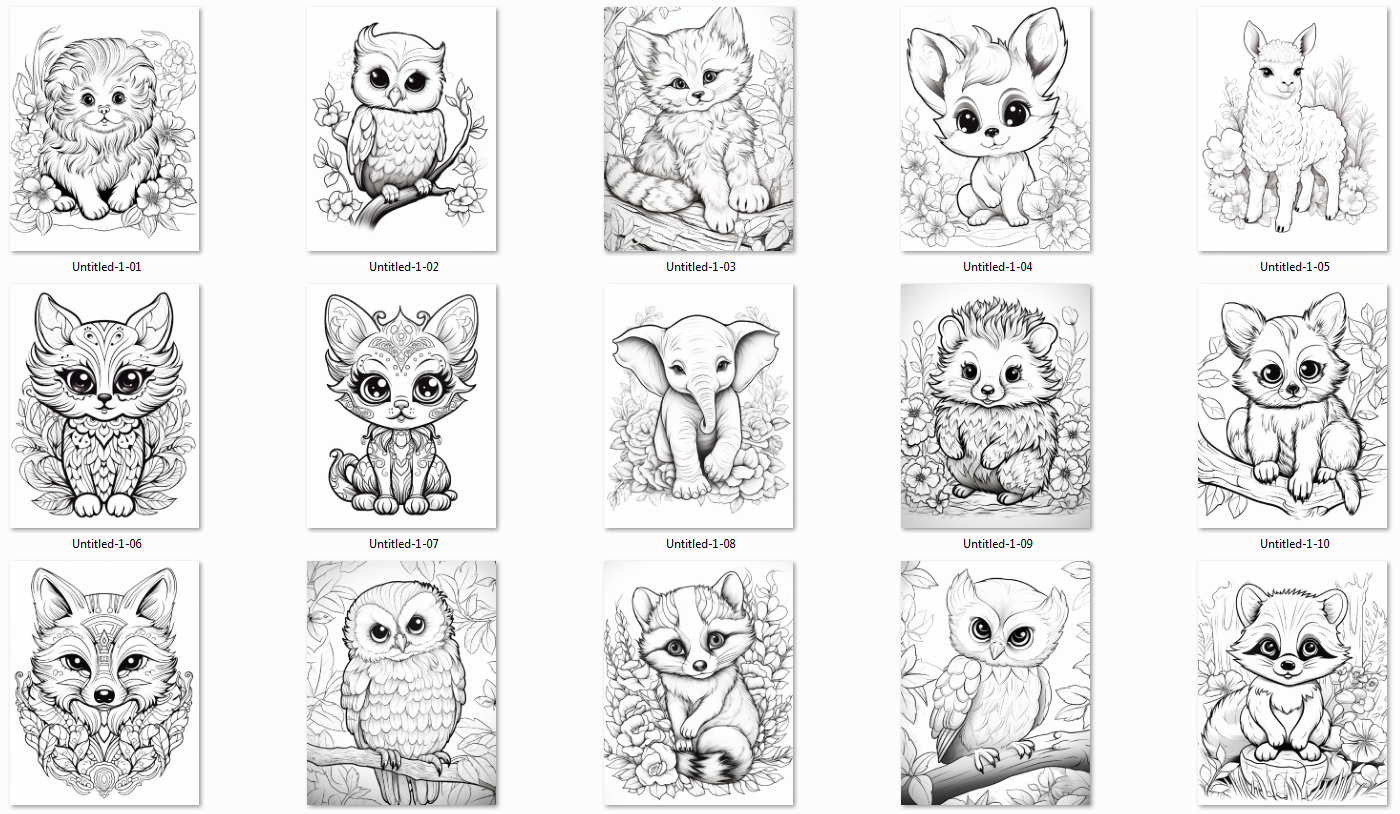 Cute Animal Coloring Pages for adults