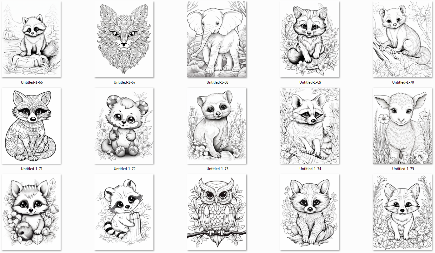 Cute Animal Coloring Pages for adults