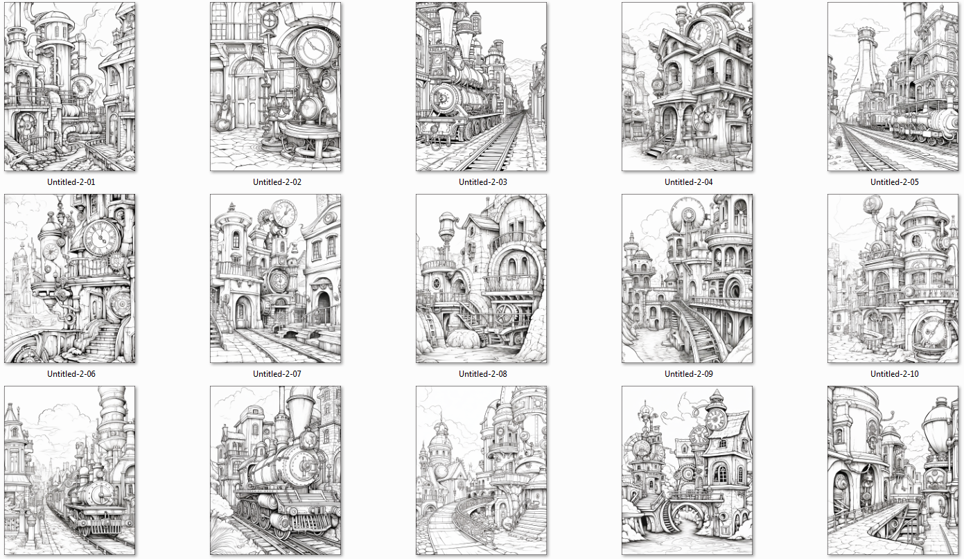 Steampunk Location Coloring pages For Adult