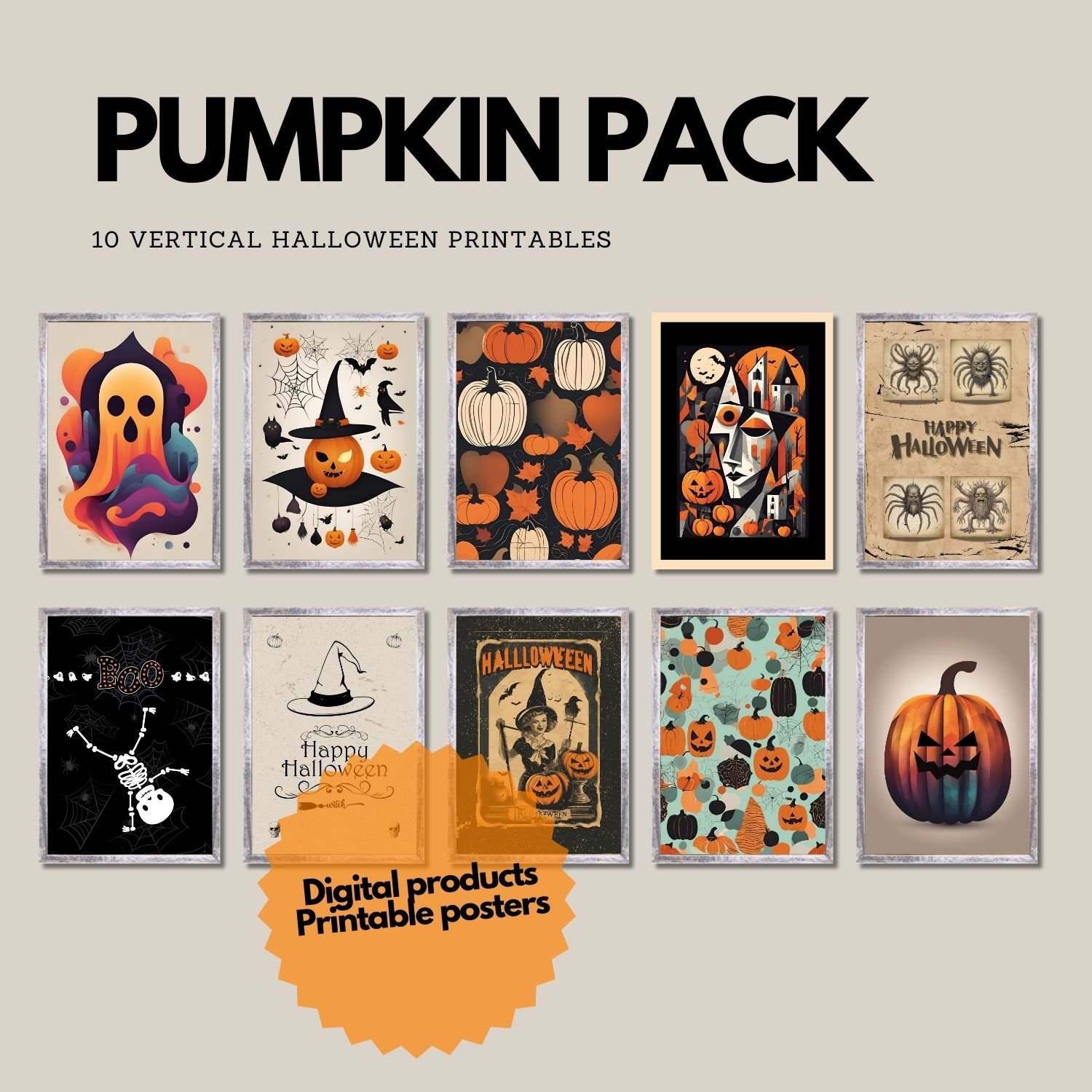 Pumpkin pack!.   A set of 10 nasty creepy spooky Halloween arts for wall decoration, invitation card and wallpaper phones.