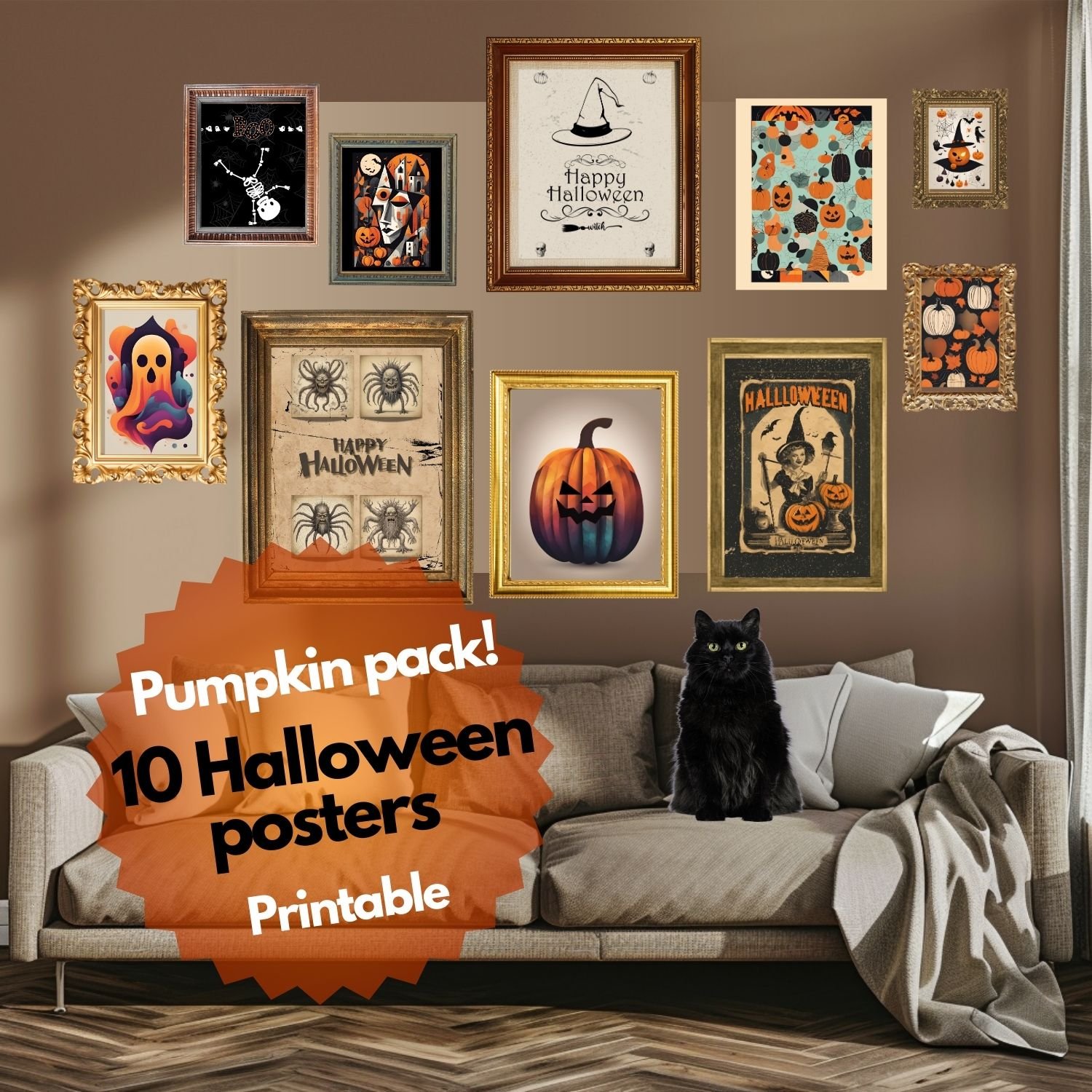 Pumpkin pack!.   A set of 10 nasty creepy spooky Halloween arts for wall decoration, invitation card and wallpaper phones.