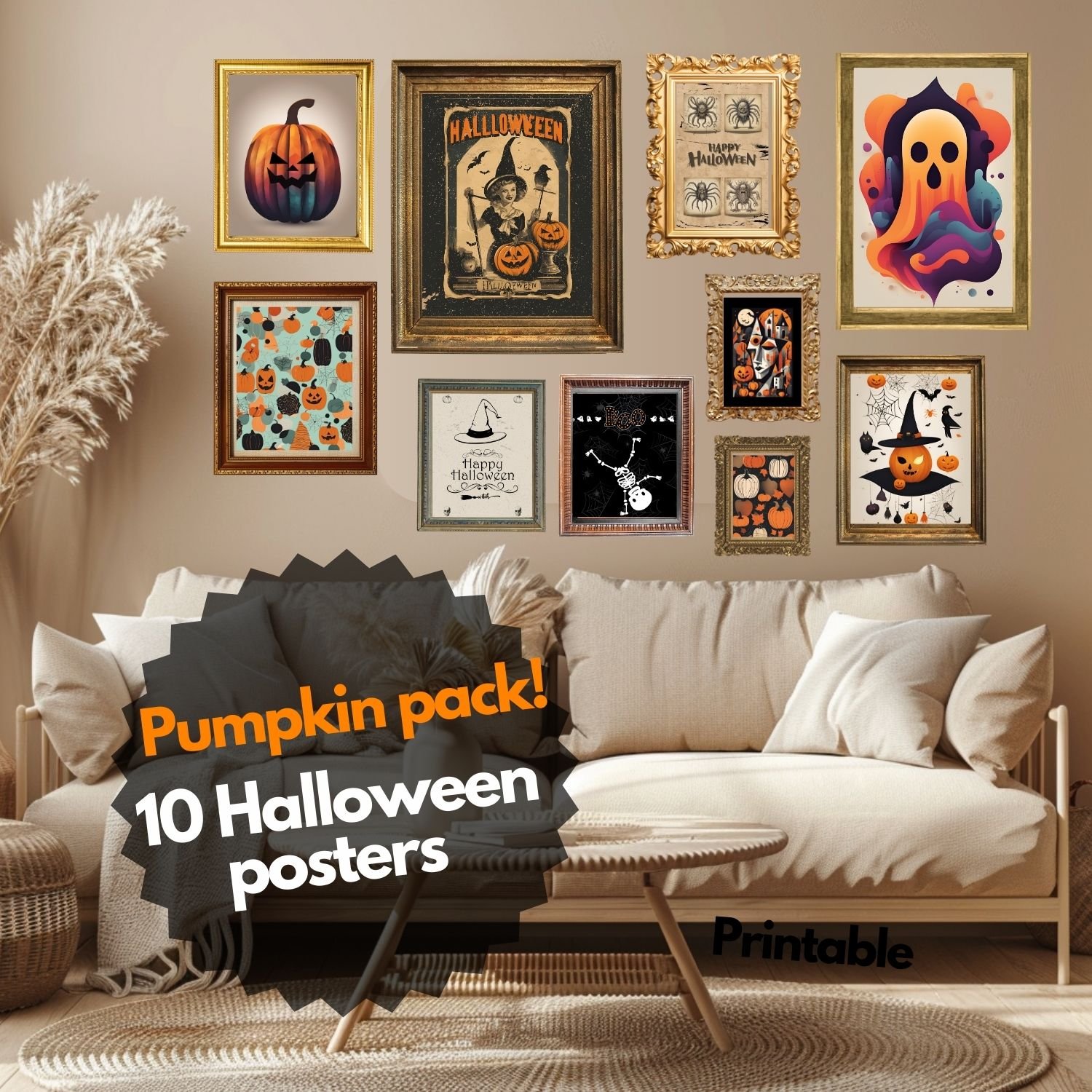 Pumpkin pack!.   A set of 10 nasty creepy spooky Halloween arts for wall decoration, invitation card and wallpaper phones.
