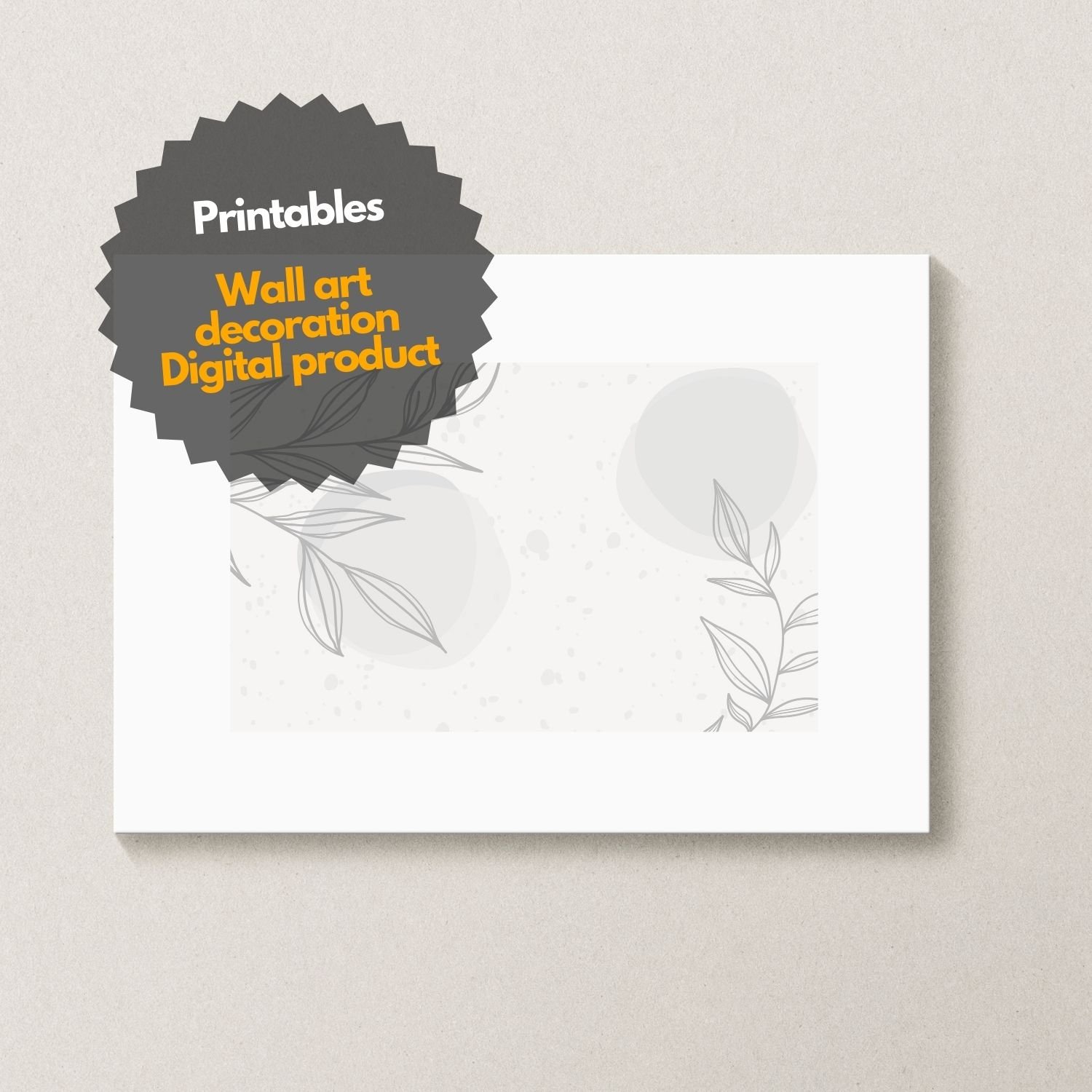 Minimalist Gray Leaf Illustration - Botanical Wall Art  - Abstract Botanical Print - Modern Home Decor Option  - Soft Gray Leaf Drawing - Simple and Elegant