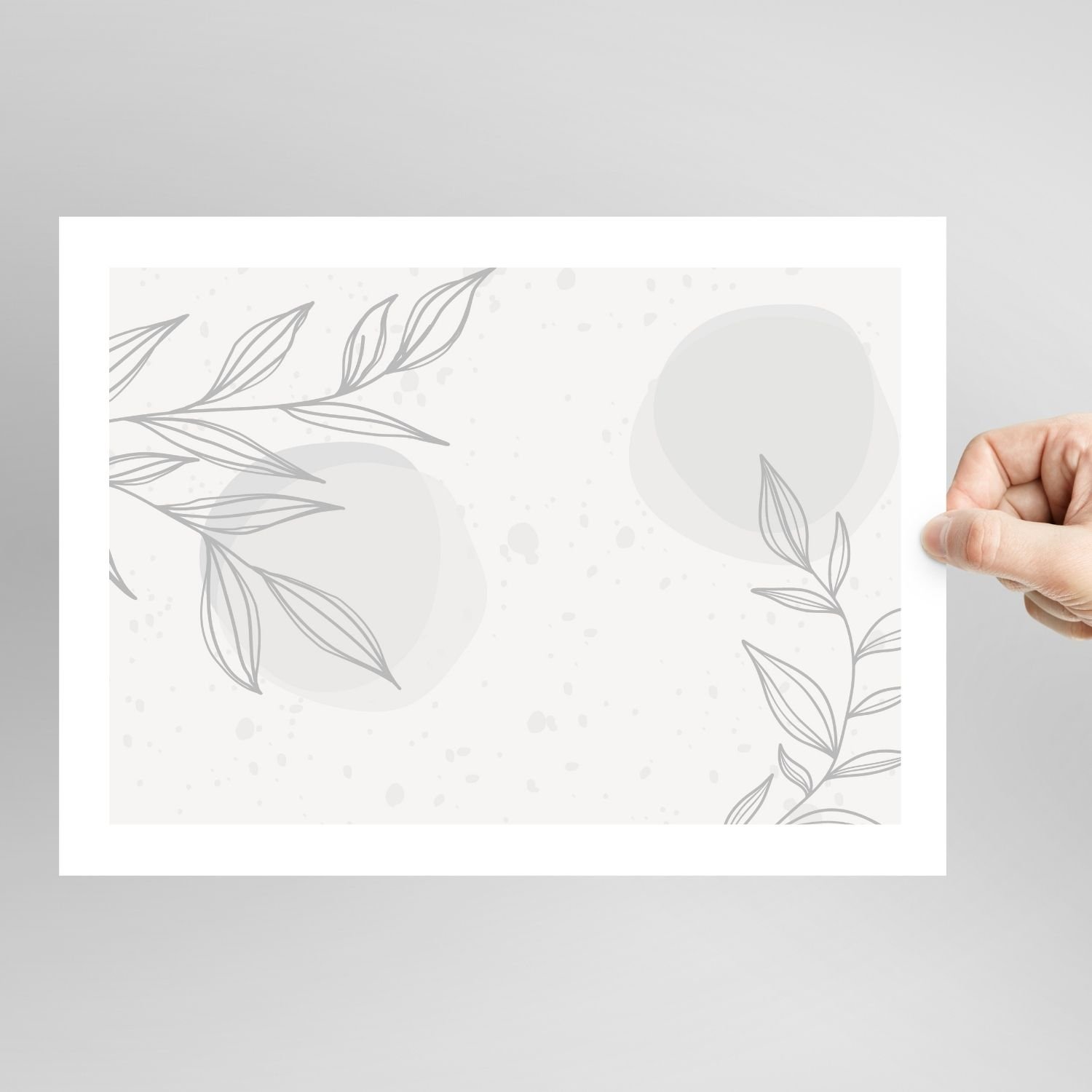 Minimalist Gray Leaf Illustration - Botanical Wall Art  - Abstract Botanical Print - Modern Home Decor Option  - Soft Gray Leaf Drawing - Simple and Elegant