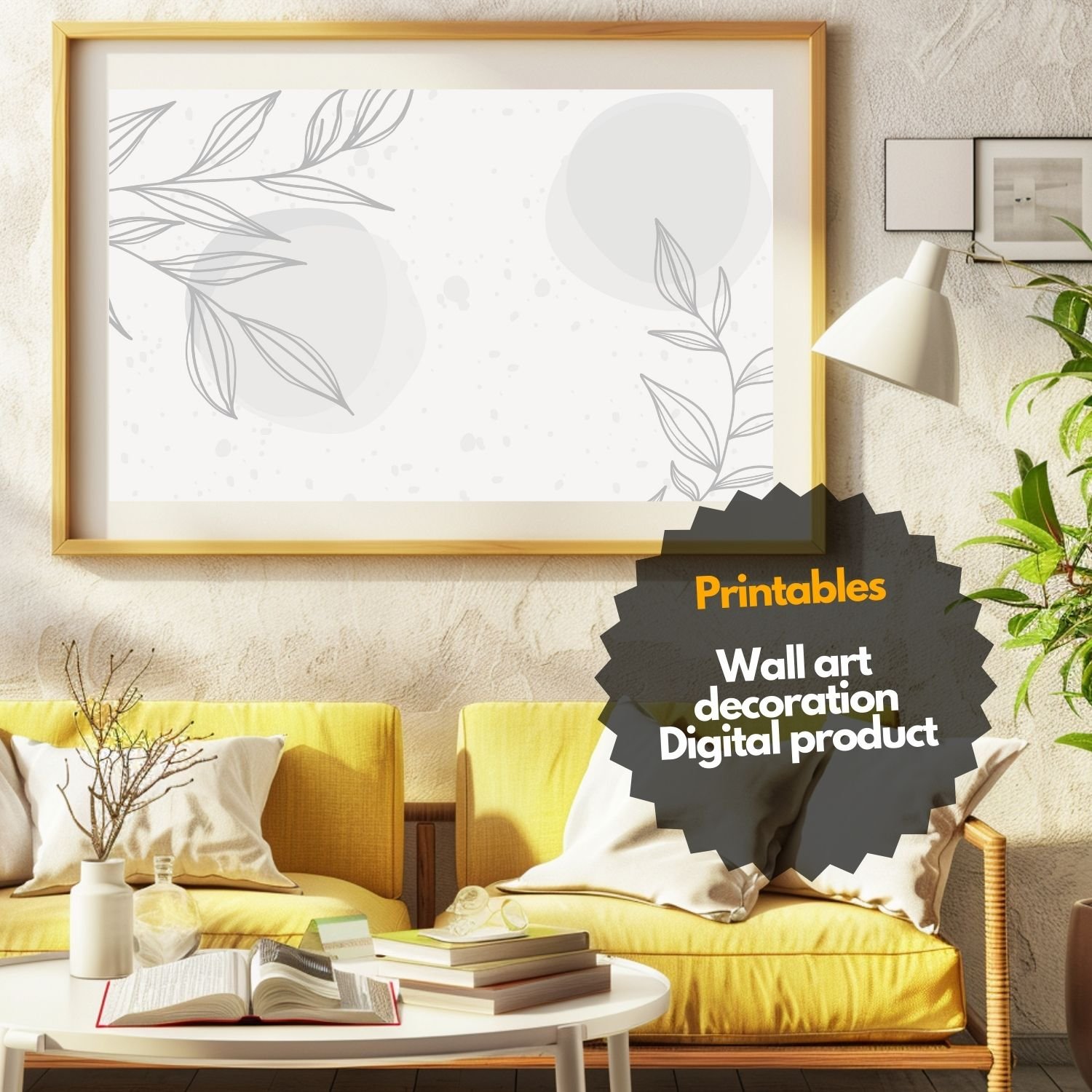 Minimalist Gray Leaf Illustration - Botanical Wall Art  - Abstract Botanical Print - Modern Home Decor Option  - Soft Gray Leaf Drawing - Simple and Elegant