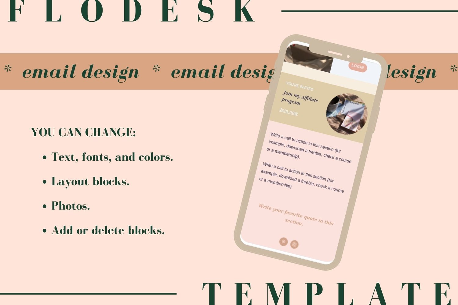 You can change text, fonts, and colors; layout blocks, photos, and add or delete blocks.