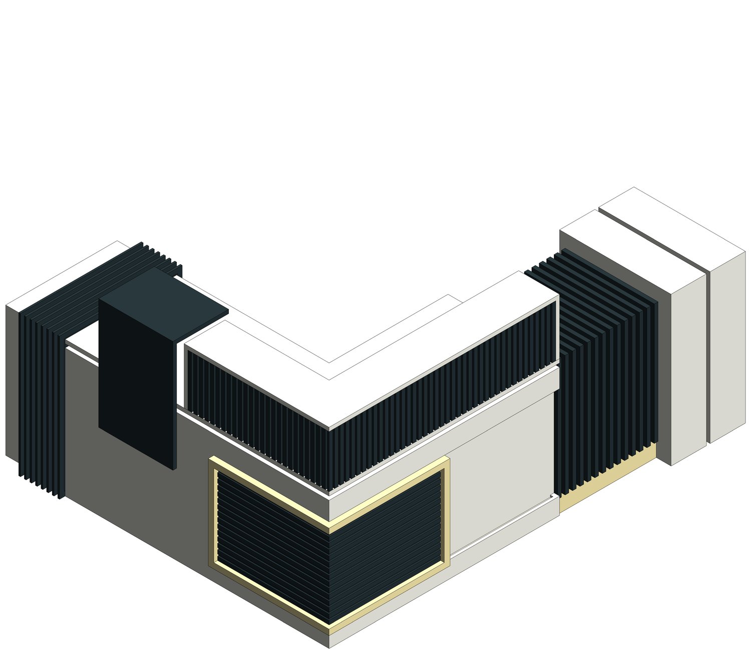 Modern Marble Reception Desk 3D Model Revit Family