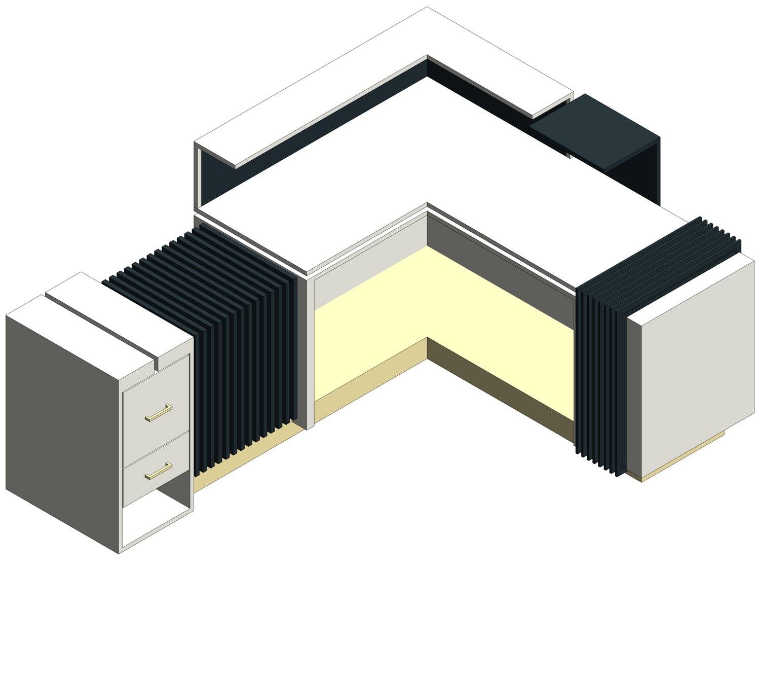 Modern Marble Reception Desk 3D Model Revit Family