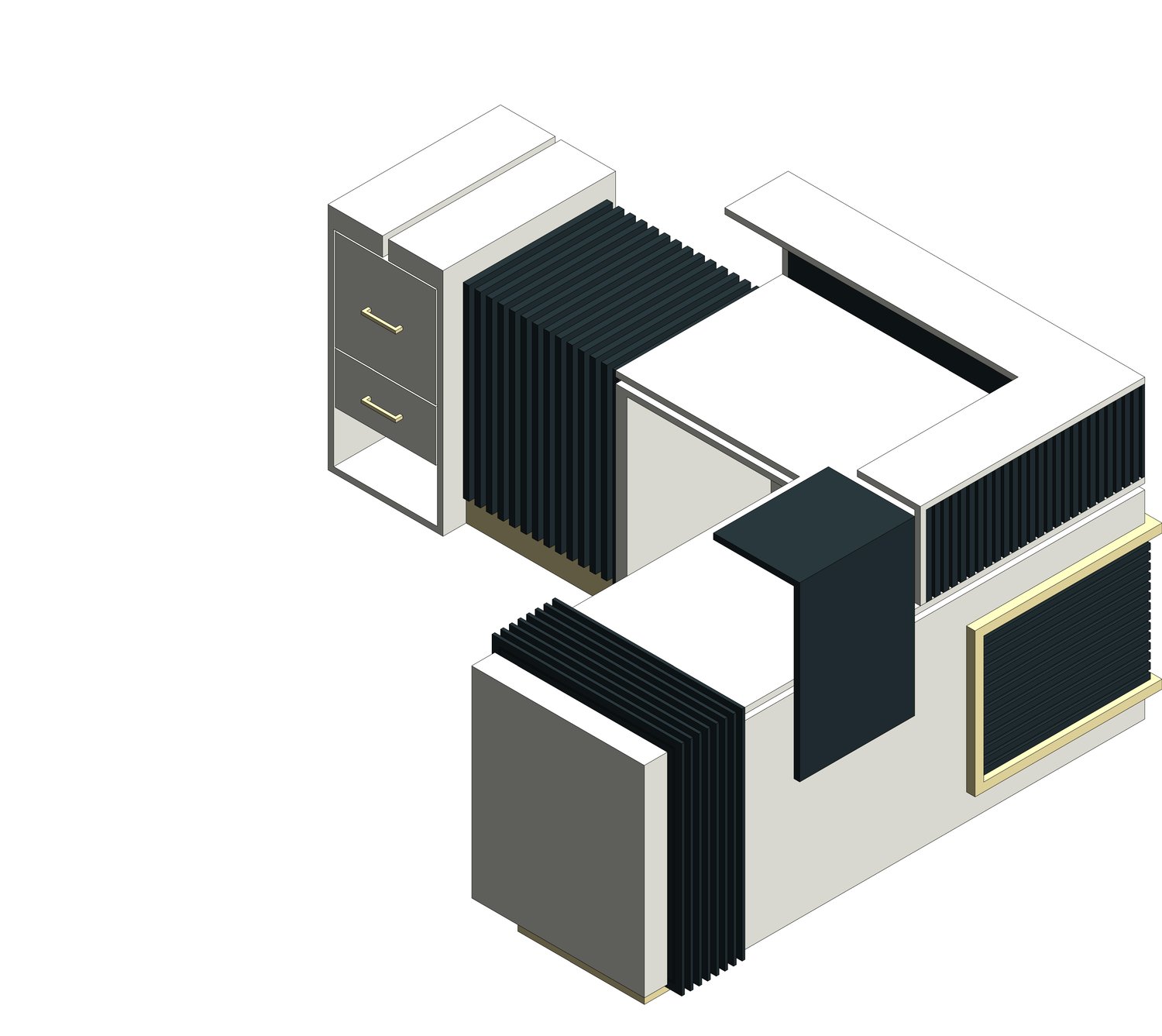Modern Marble Reception Desk 3D Model Revit Family