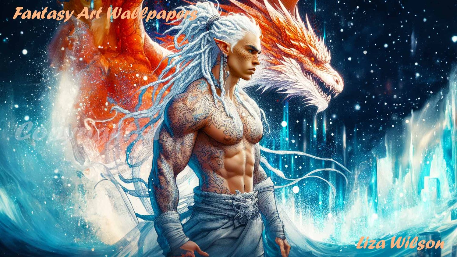 elf, elves, fantasy art, male elf, muscular elf, elf in forest, elf & dragon, dragons, forests, white trees, fantasy wallpaper