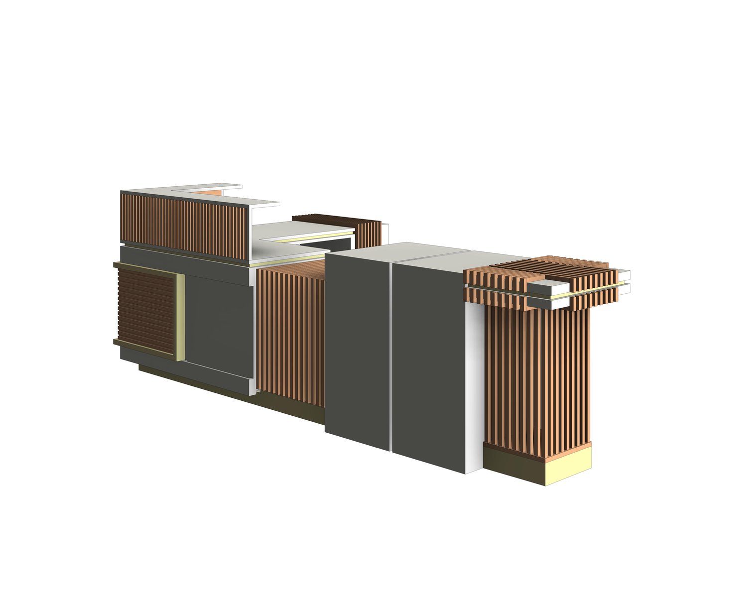 Wood Marble Reception Desk 3D Object Revit Family