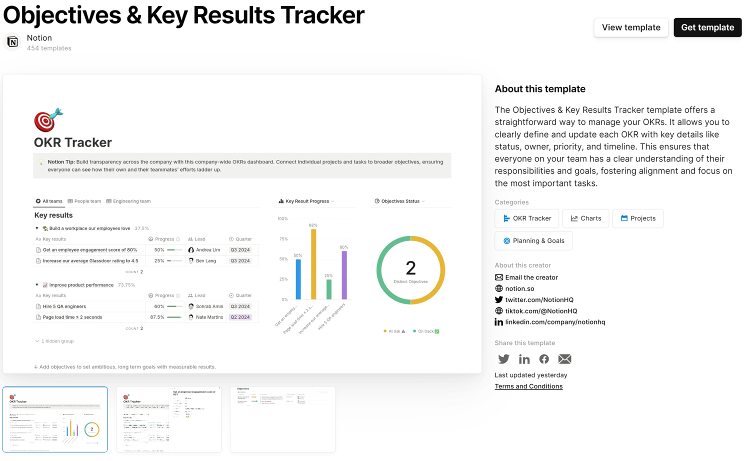 OKR Tracker by Notion
