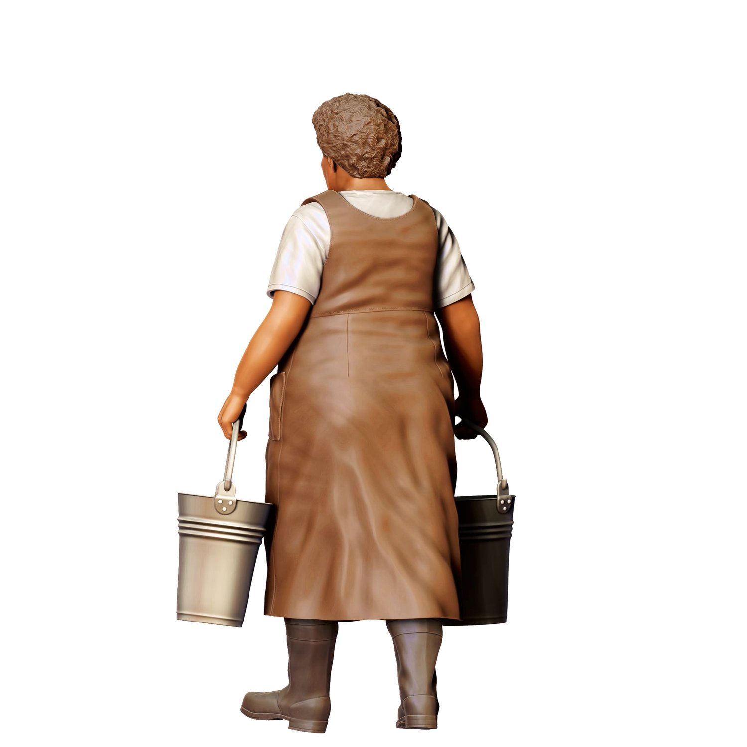3dp Miniatures, Farmers woman carrying buckets, 3d print figures