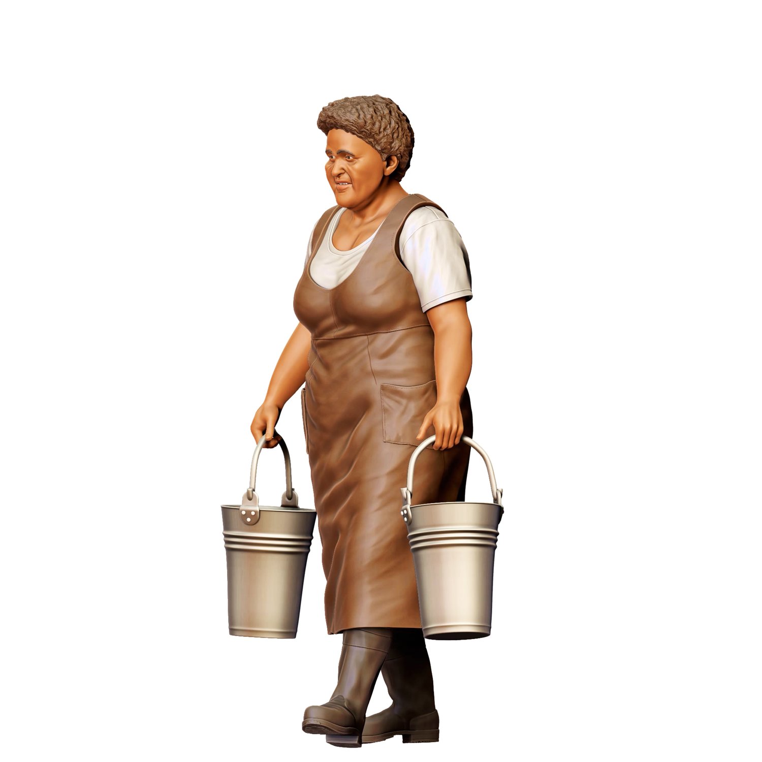 3dp Miniatures, Farmers woman carrying buckets, 3d print figures