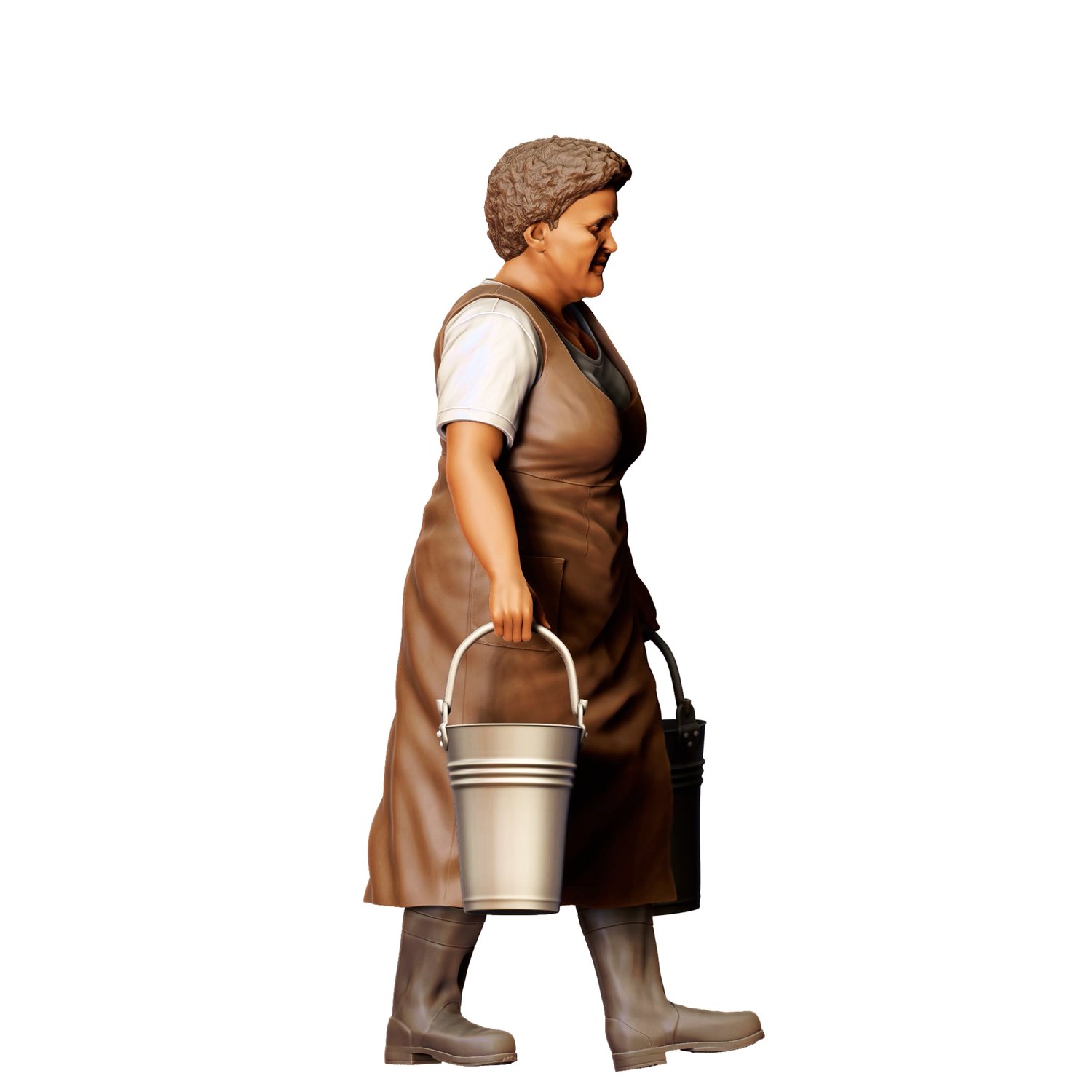 3dp Miniatures, Farmers woman carrying buckets, 3d print figures