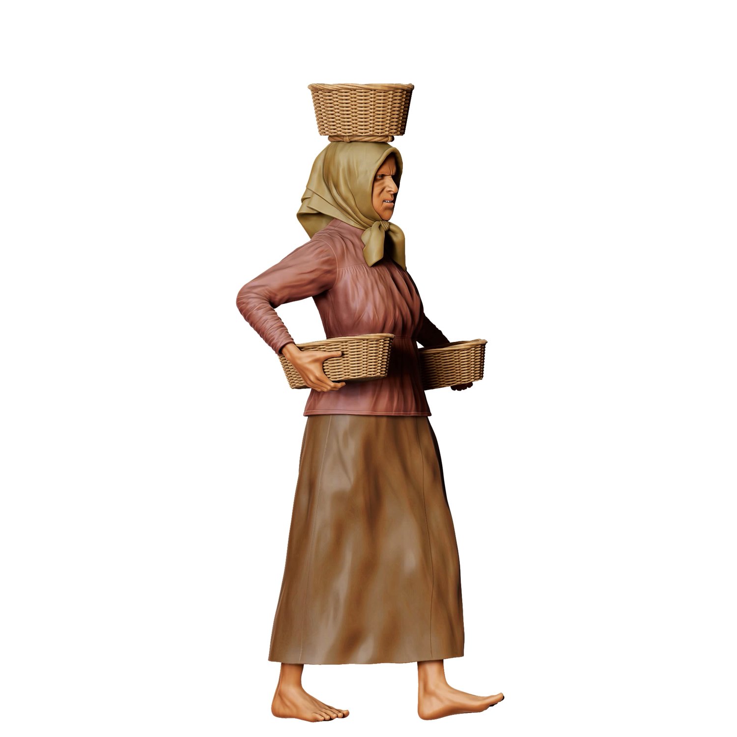 3dp miniatures, N5 Farmers woman carrying Baskets