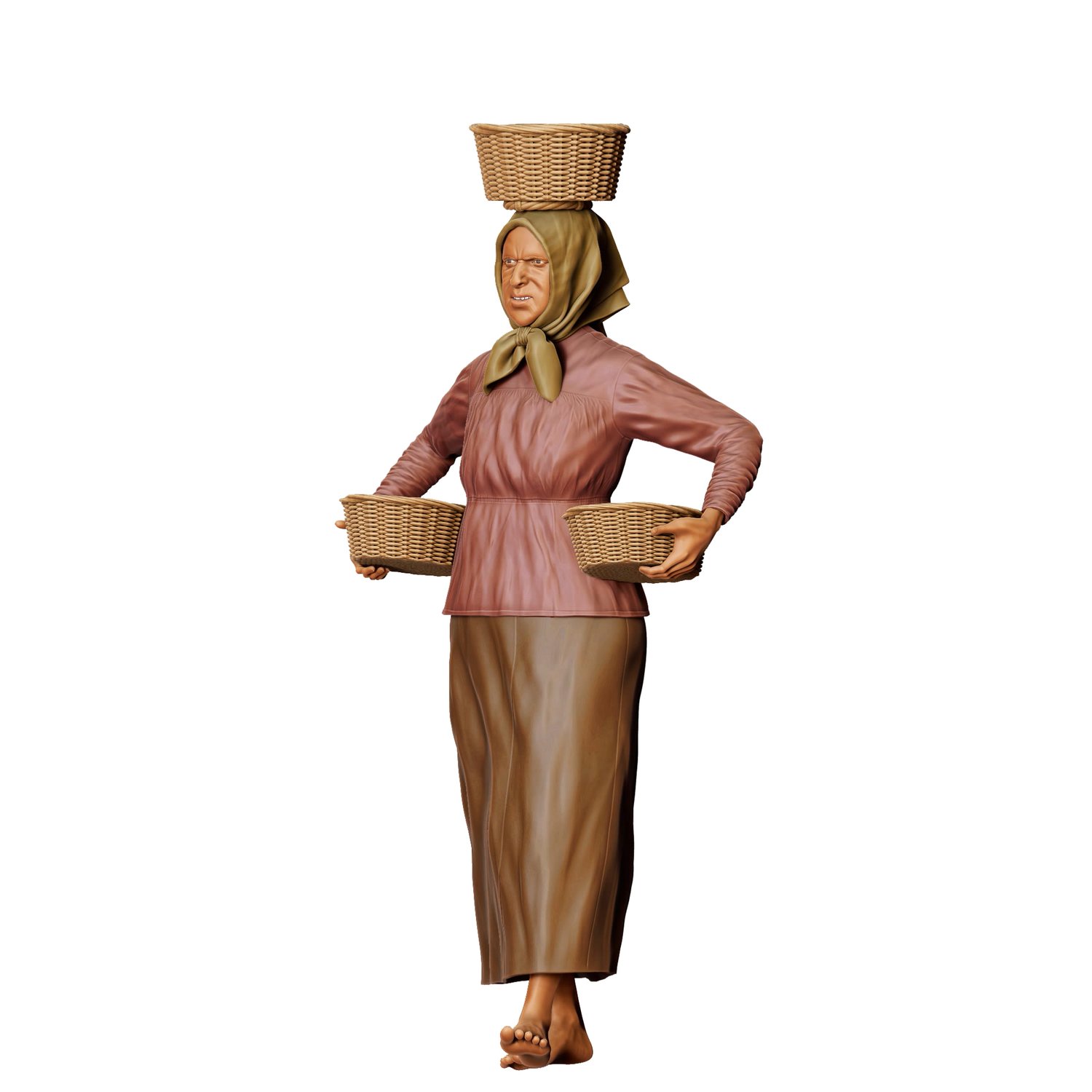 3dp miniatures, N5 Farmers woman carrying Baskets