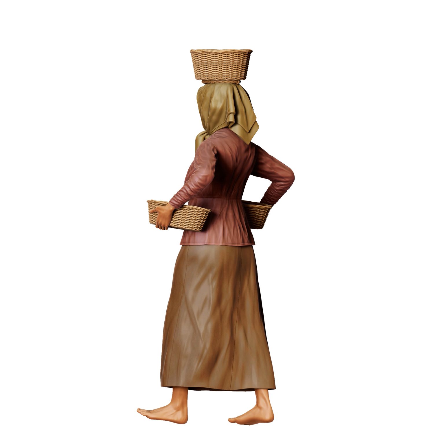 3dp miniatures, N5 Farmers woman carrying Baskets